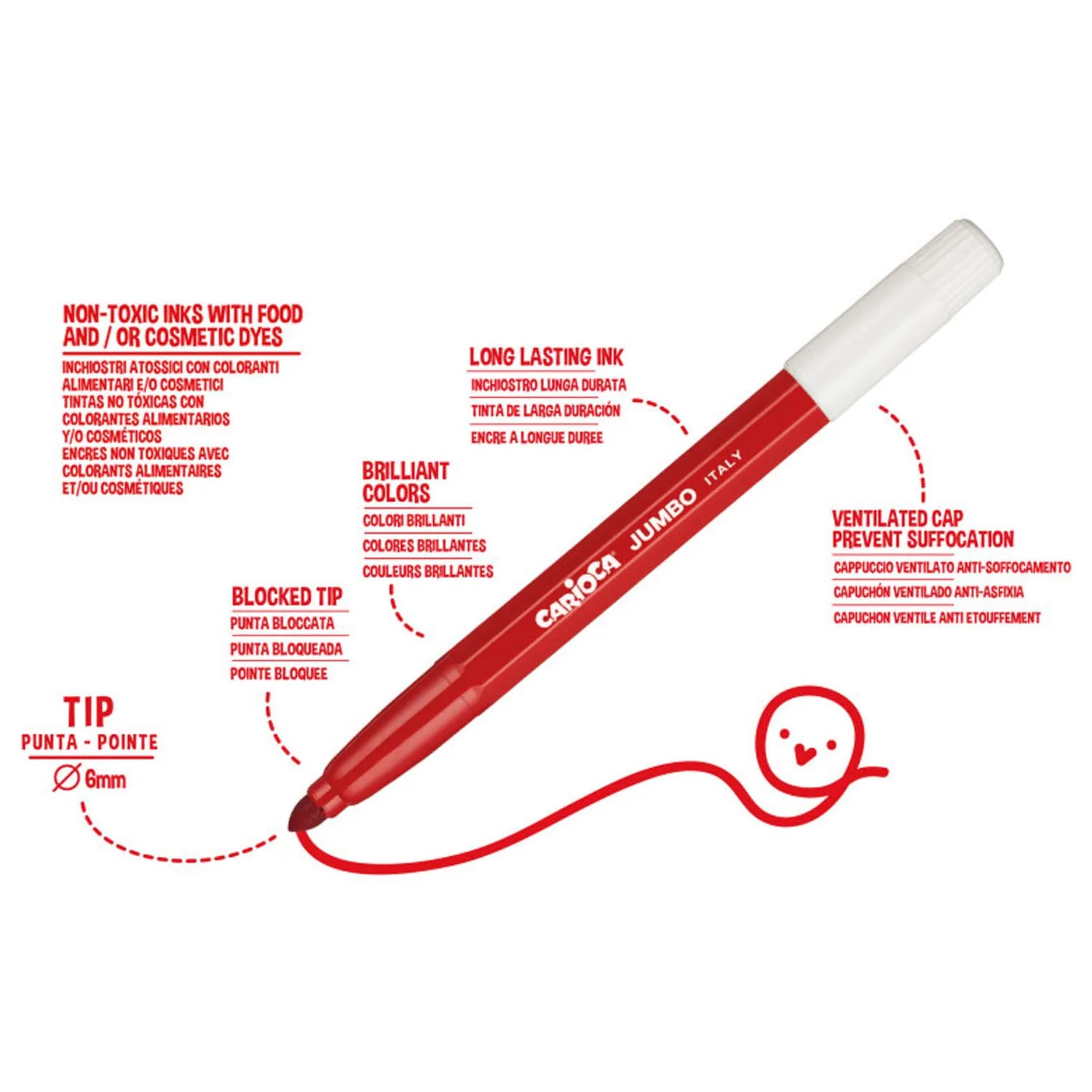 Plumones Jumbo Carioca 12 Colores