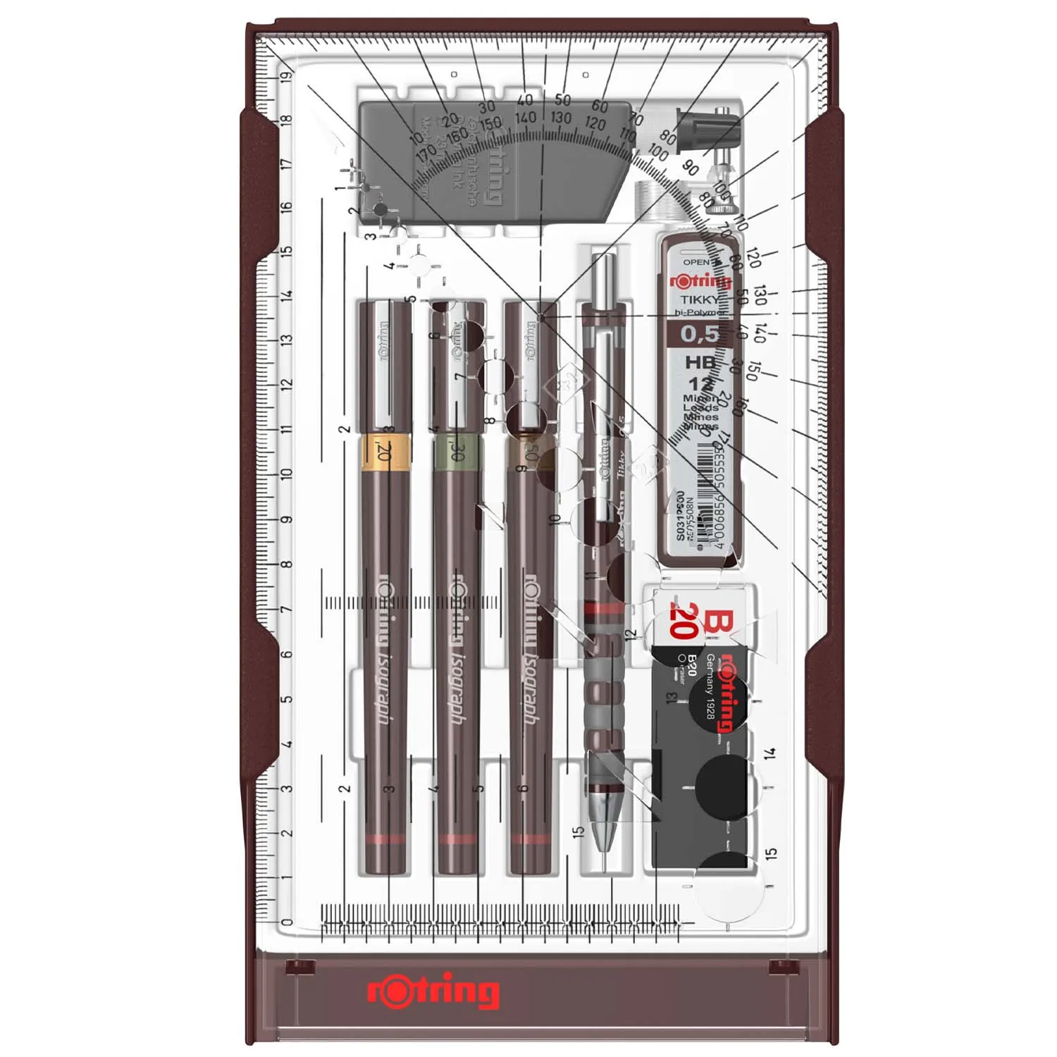 Set ROtring Isograph - 3 Stylos Techniques (0.2/0.4/0.6 Mm) + Porte-mine 0.5 Mm - 3