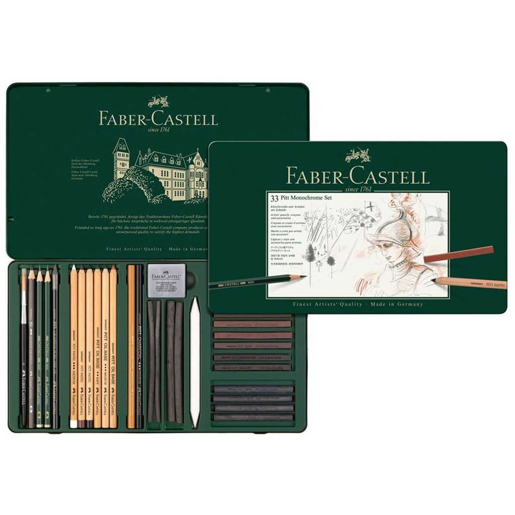 Lápices Faber-Castell Pitt Monochrome 33 pzas