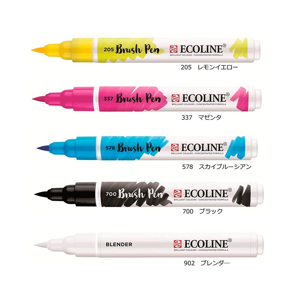 Set Plumones Punta Pincel Ecoline (5 Colores Primarios)