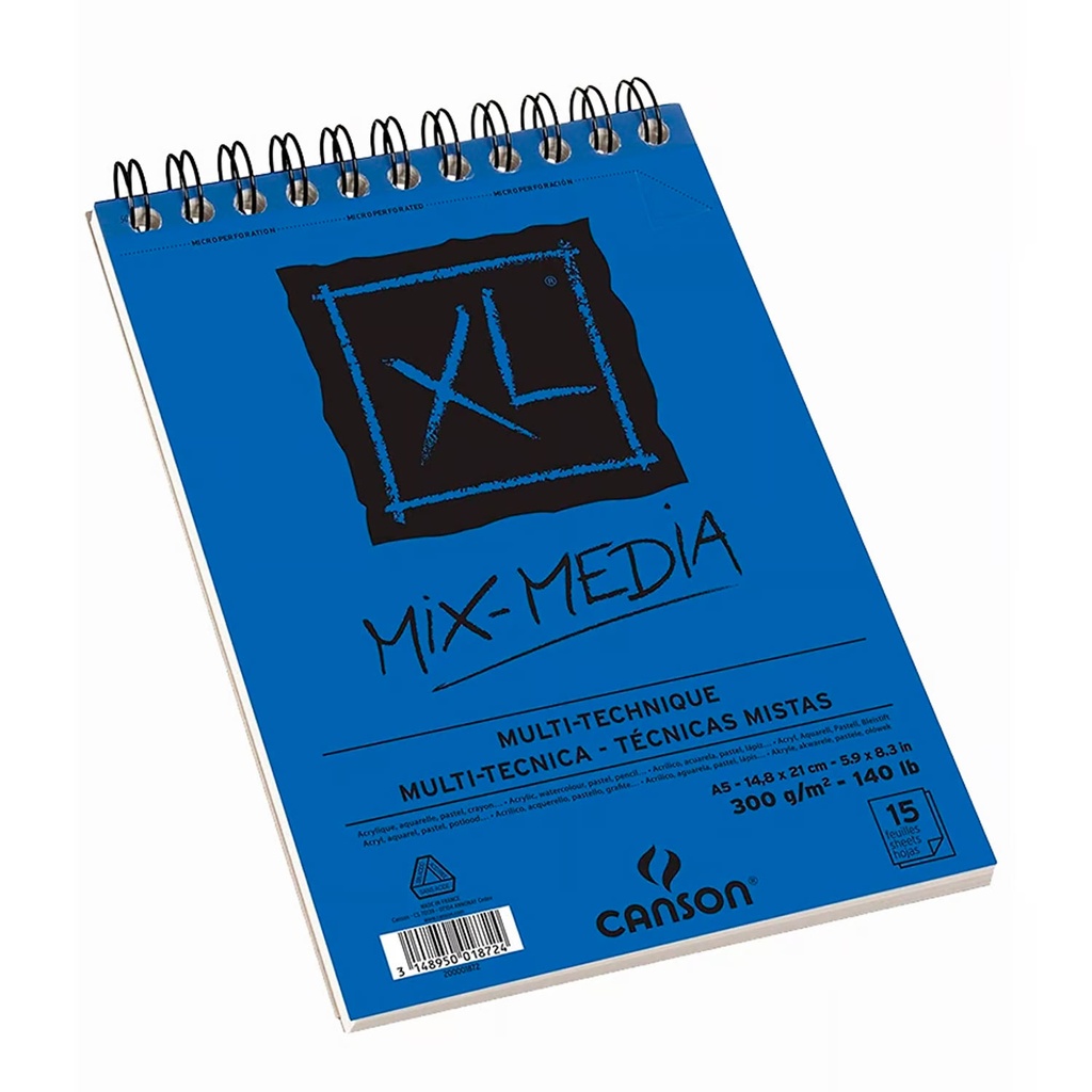 Croquera Canson XL Mix-Media 300gr 15 hjs A5(14.8x21cm)