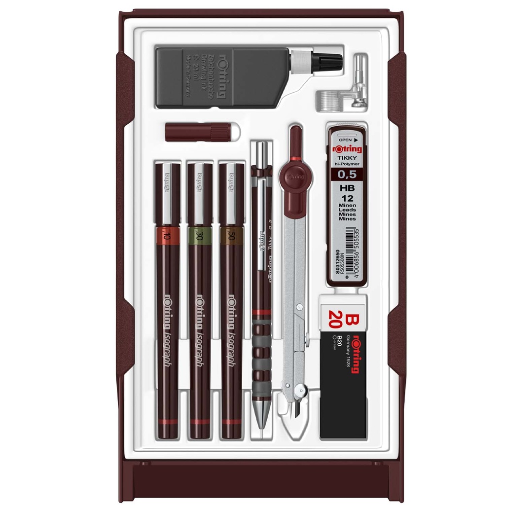 Set de Tiralíneas Isograph Rotring Master (0.1 - 0.3 - 0.5 mm)