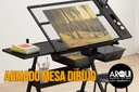 Mesa de Dibujo Profesional Negra Tablero de Vidrio Ajustable