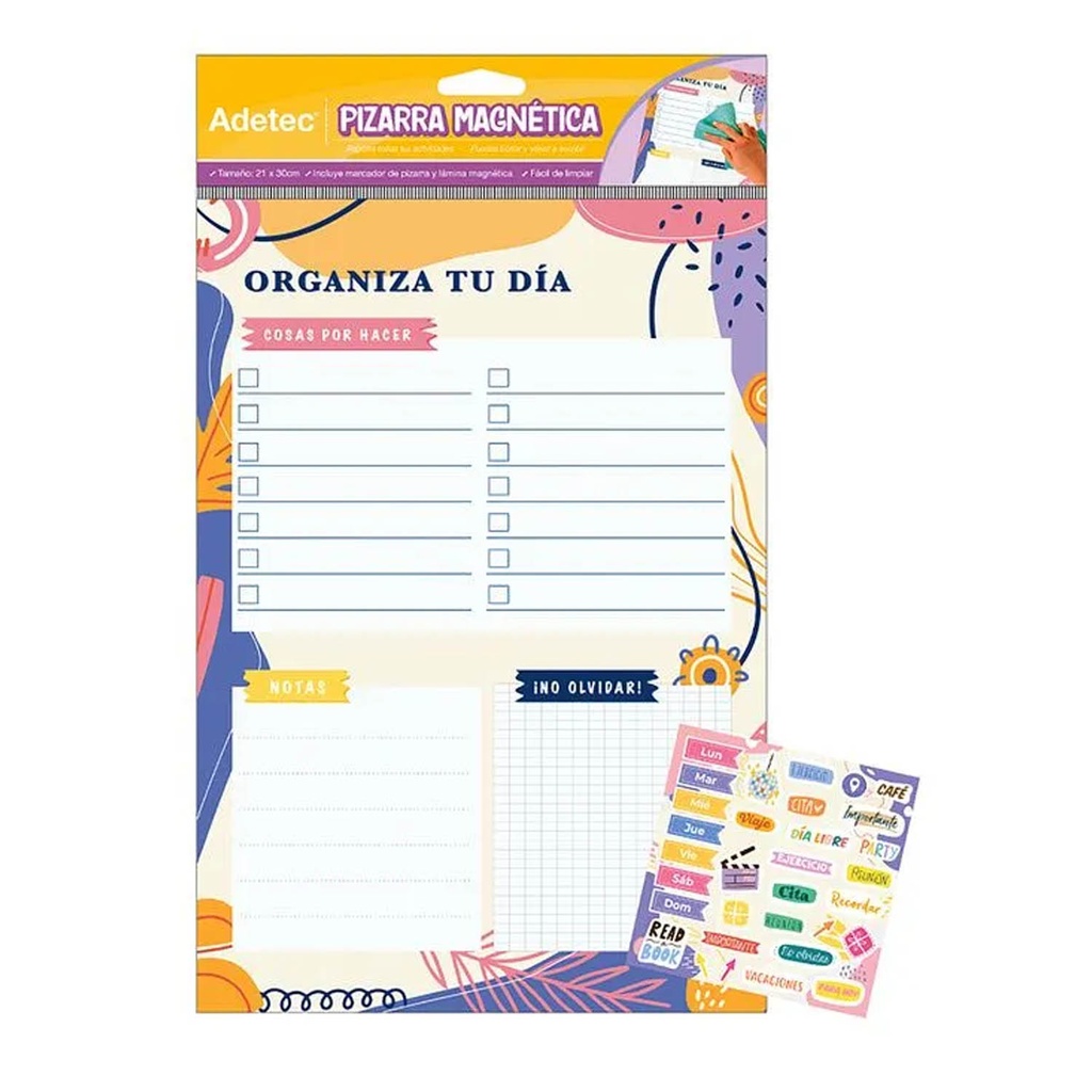 Pizarra Magnética Planner Adetec Diseño Juvenil