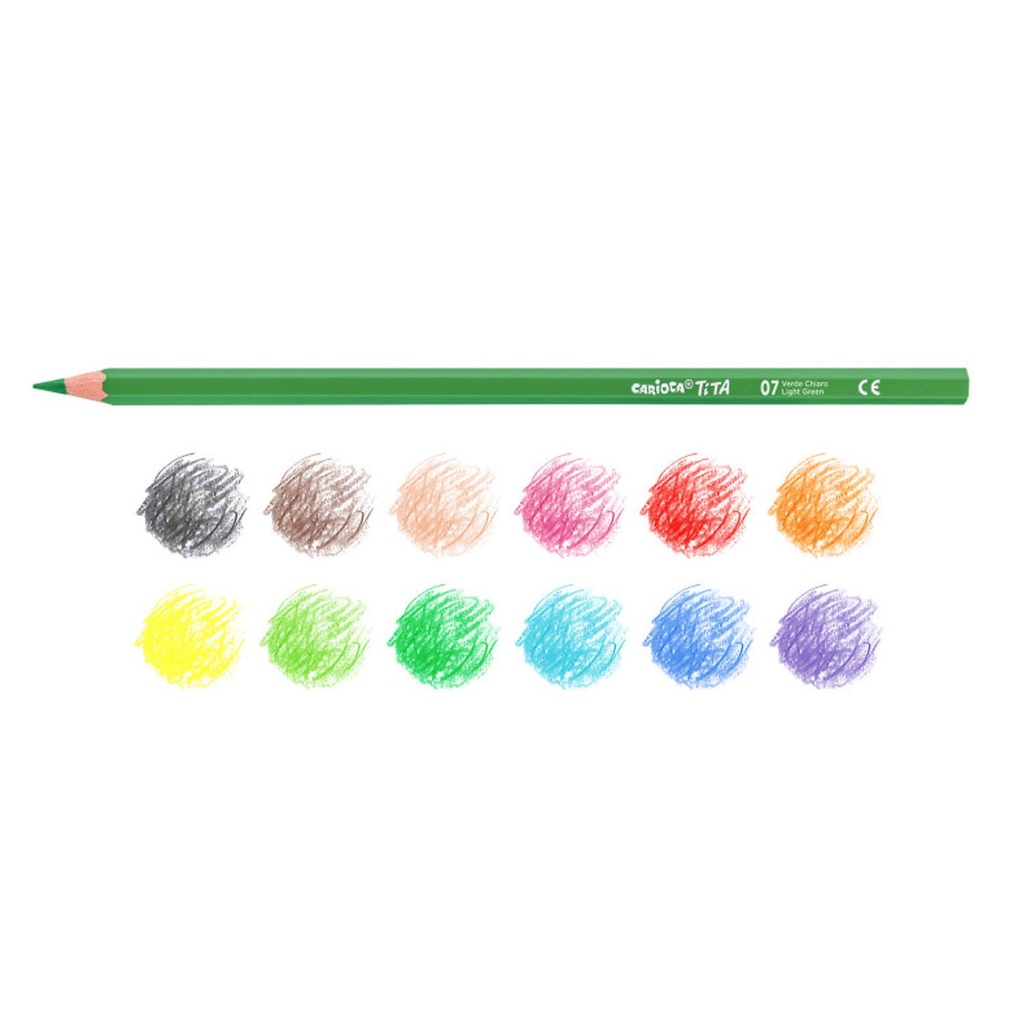 Lápices Carioca Tita Hexagonal Borrable + Sacapuntas (12 Colores)