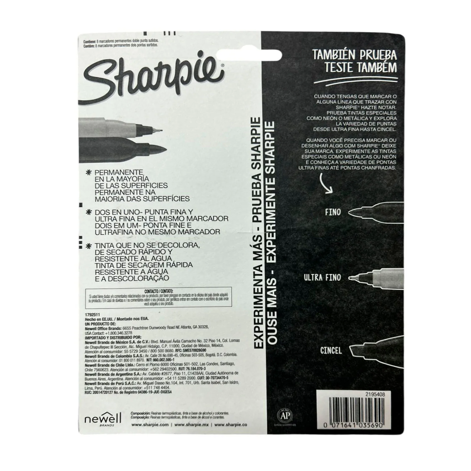 Marcador Sharpie Doble Punta 8 colores Permanente