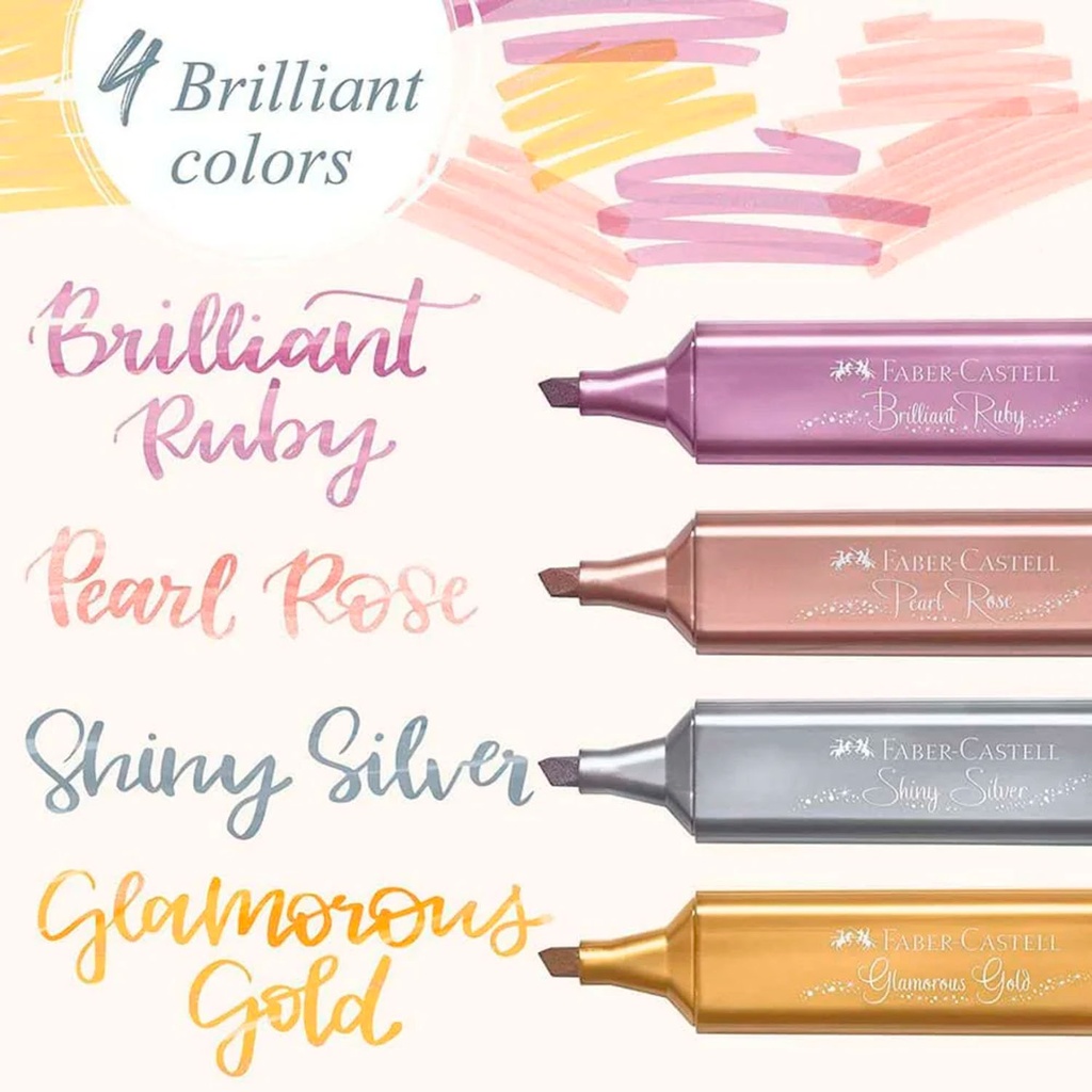 Destacador Faber-Castell TL 46 Metálico (4 Colores)