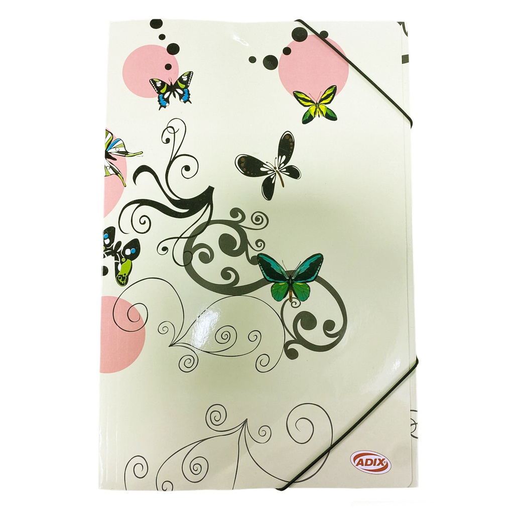 [A109005] Carpeta Cartón Adix Con Elástico Diseño Mariposa (Oficio)