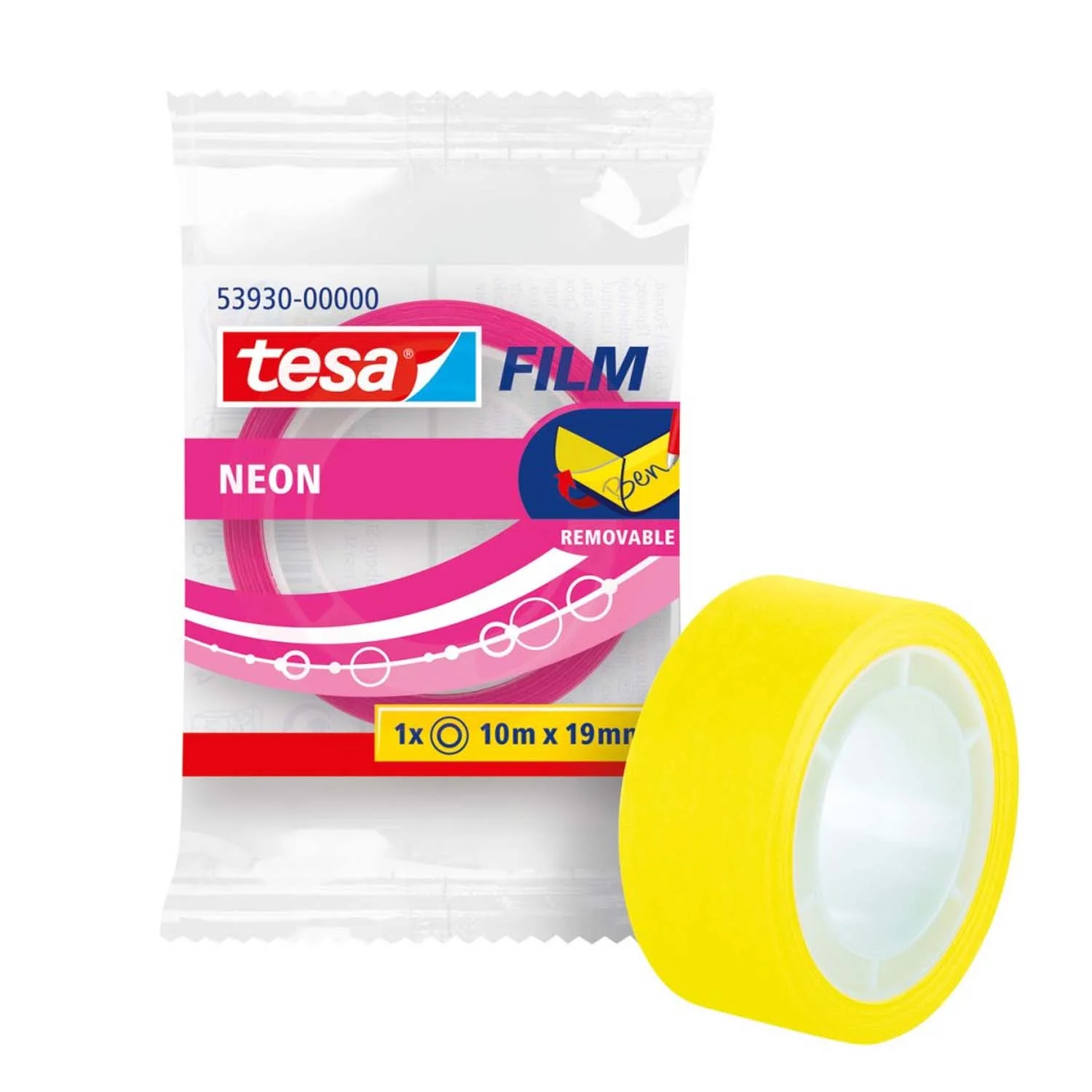 Cinta Adhesiva Neón Tesa 19mm x 10mts Color Surtido