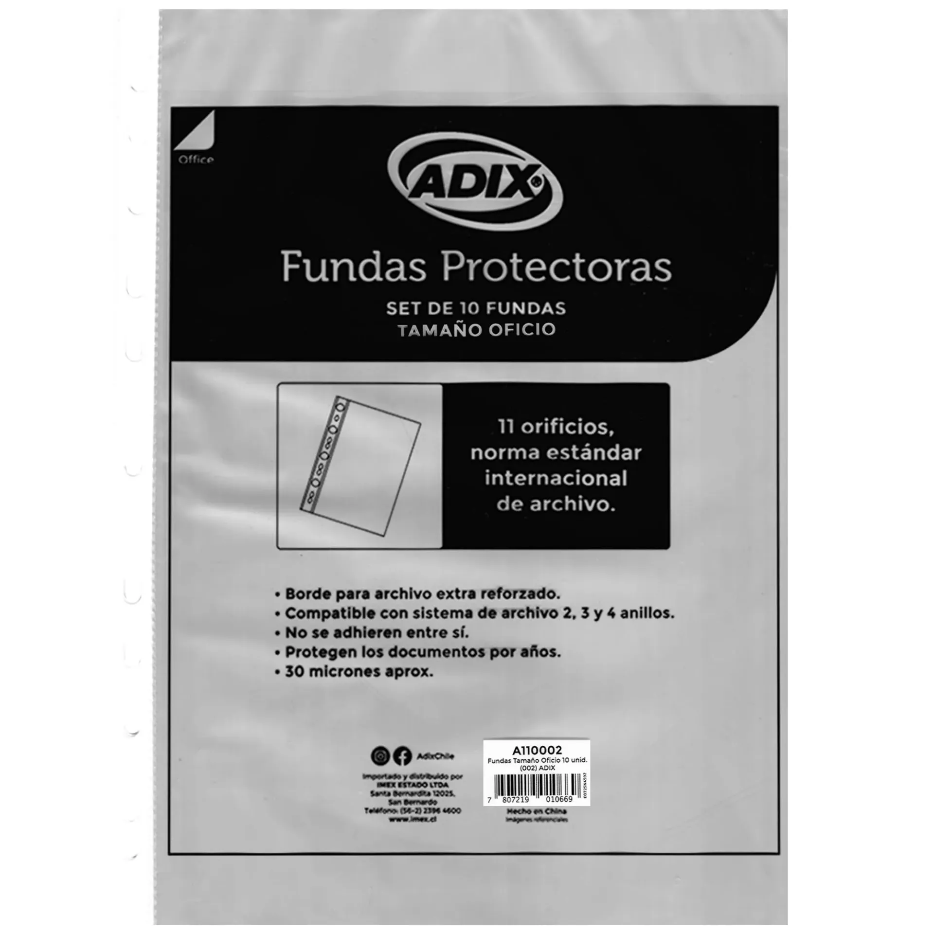 Funda Plástica Transparente Adix para Archivador Oficio(10ud)