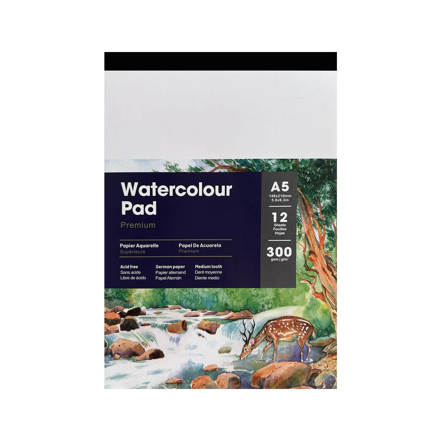 Block Papel Acuarela Renart A5(14.8 x 21 cm) 300gr. 12hj