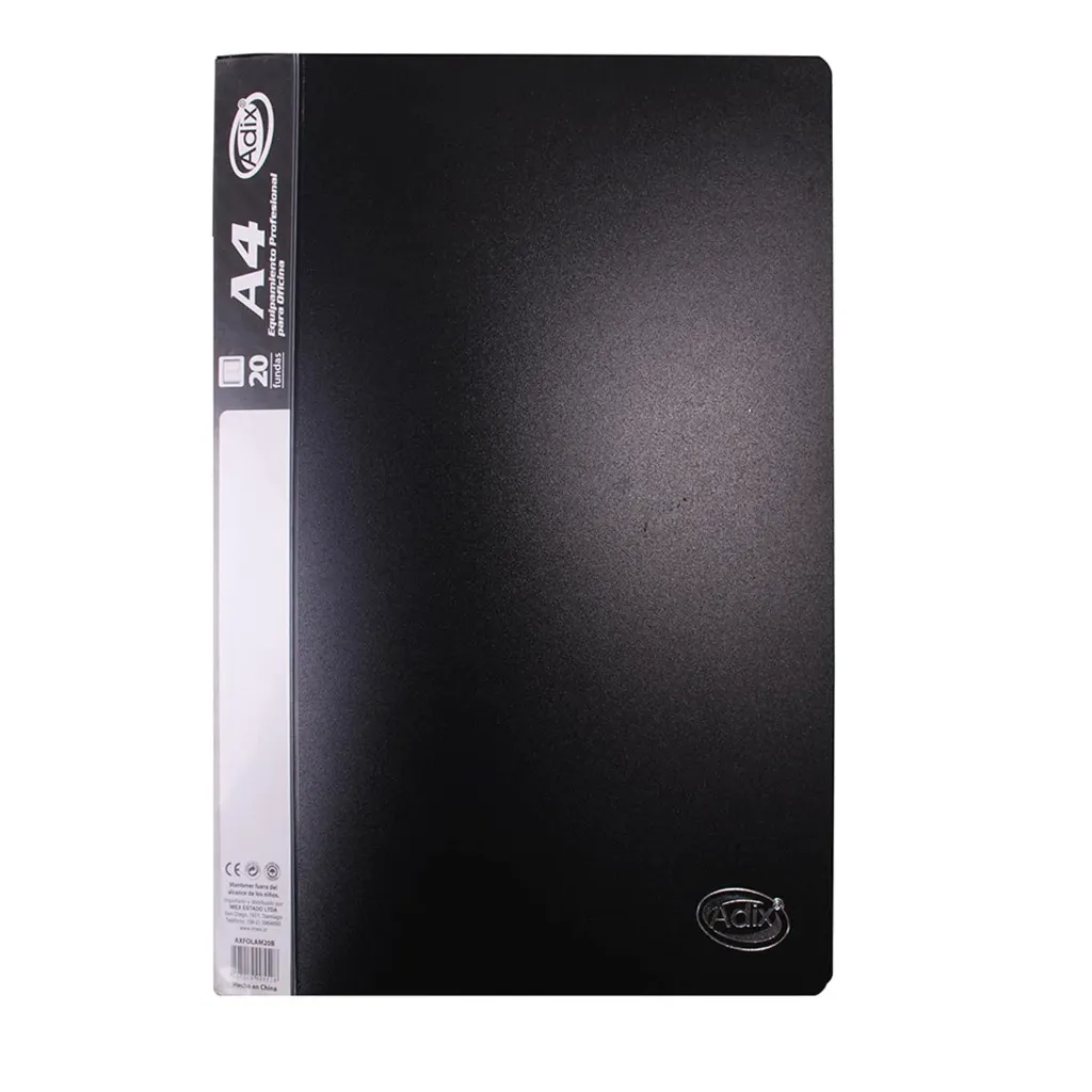 Carpeta Adix con 20 Fundas Color Negro (A4)