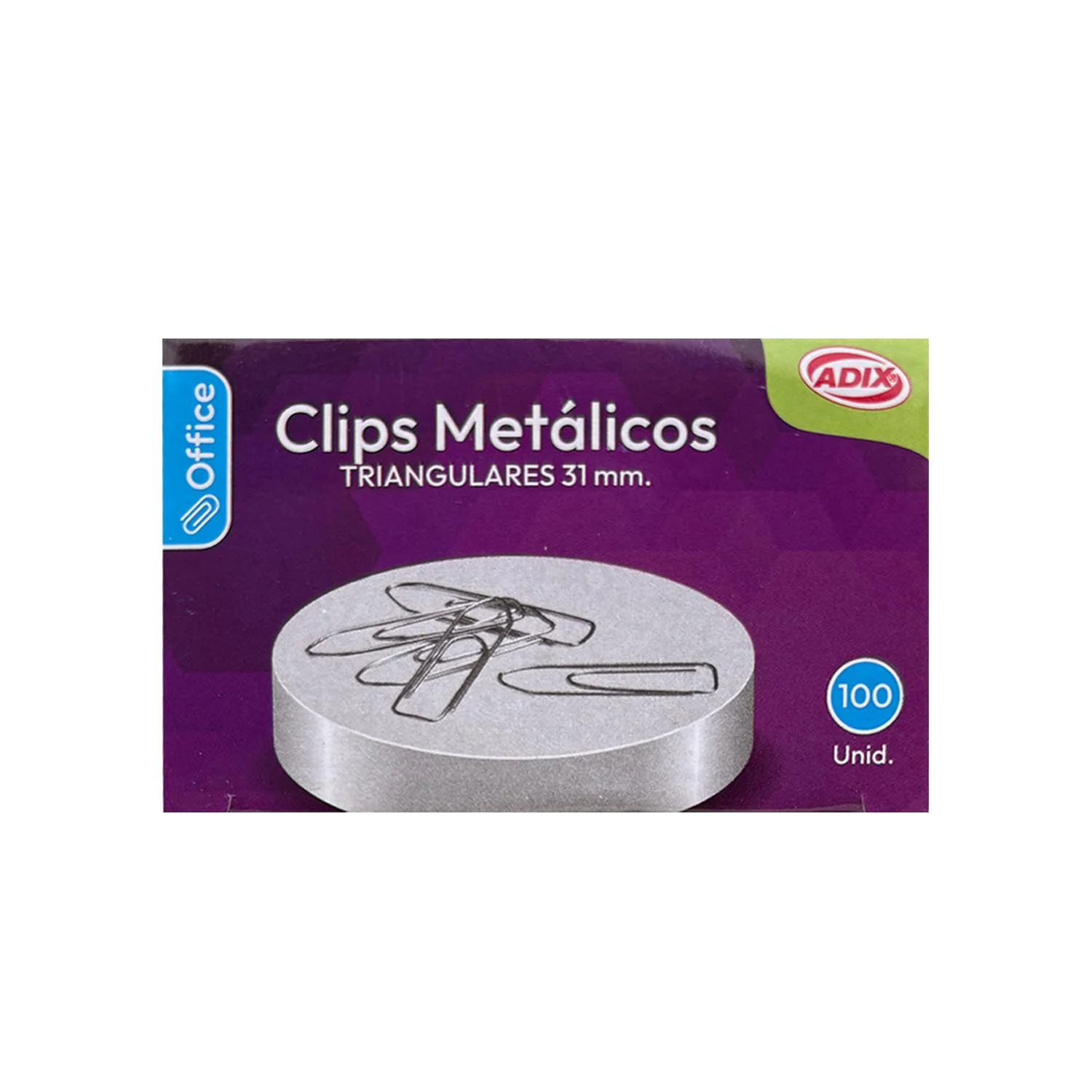 [A202011] Clips Metálicos Adix 31mm Triangulares 100 uds.