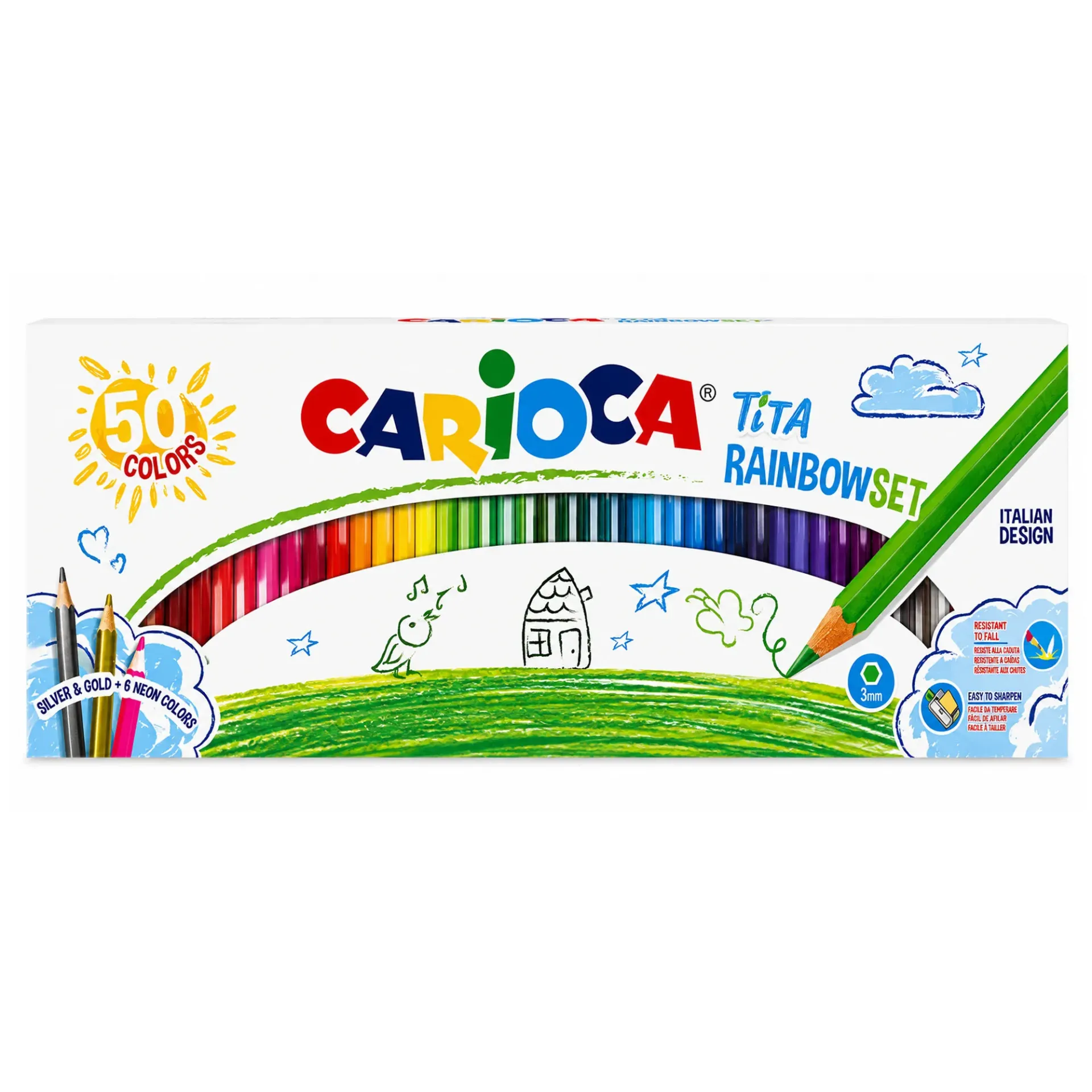 Lápices Carioca Tita Hexagonal Borrable (50 Colores)