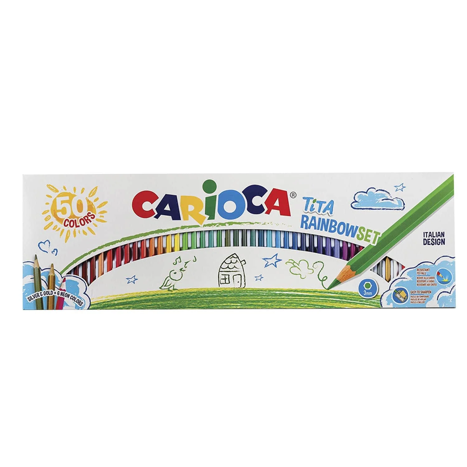 Lápices Carioca Tita Hexagonal Borrable (50 Colores)