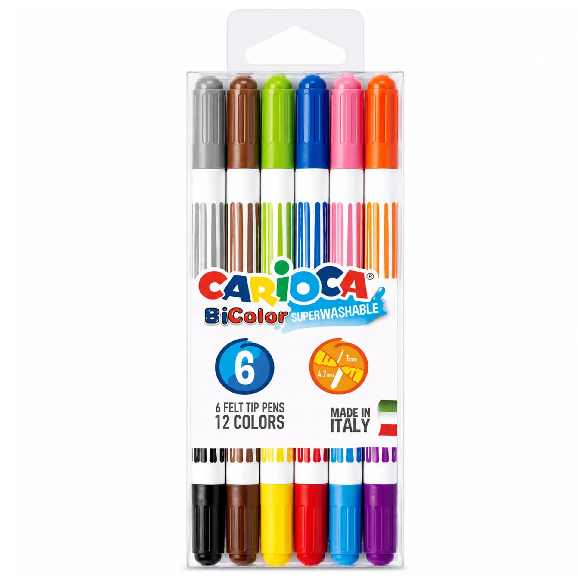 Plumones Bi-Color Carioca 6/12 Colores