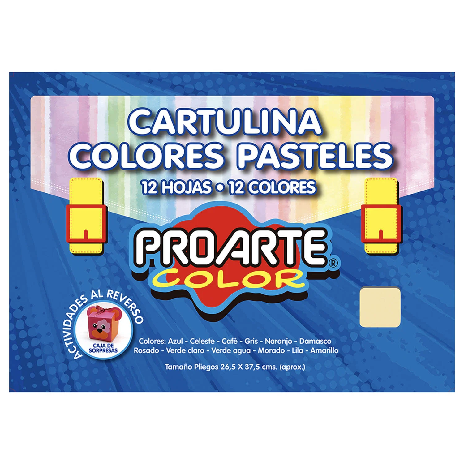 Cartulina Pintada Proarte 12 colores Pasteles (12 Hjs)