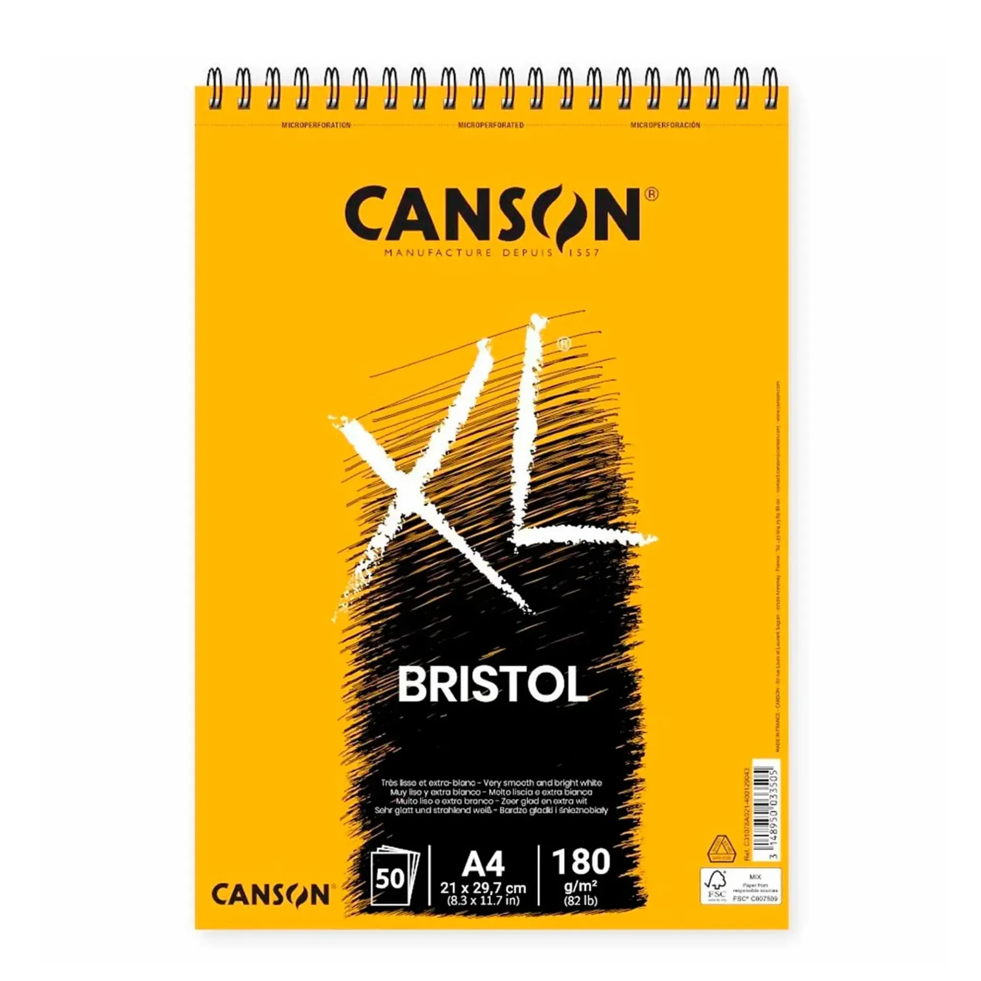 Croquera Canson XL Bristol 180gr 50 hjs A4 (21x29.7cm)
