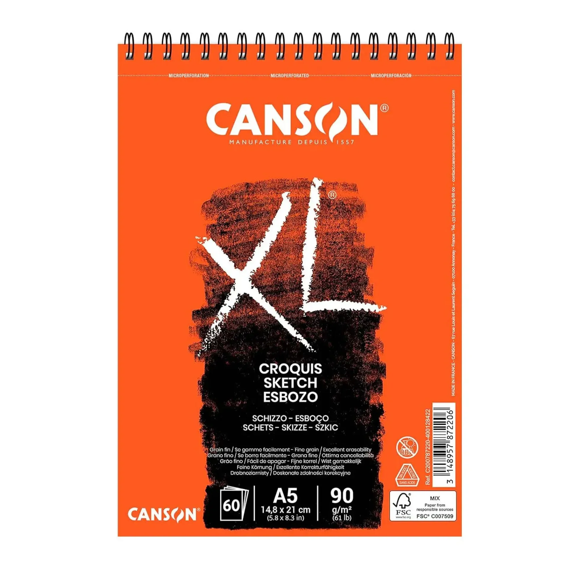Croquera Canson XL Croquis 90gr 60 hjs A5(14.8x21cm)