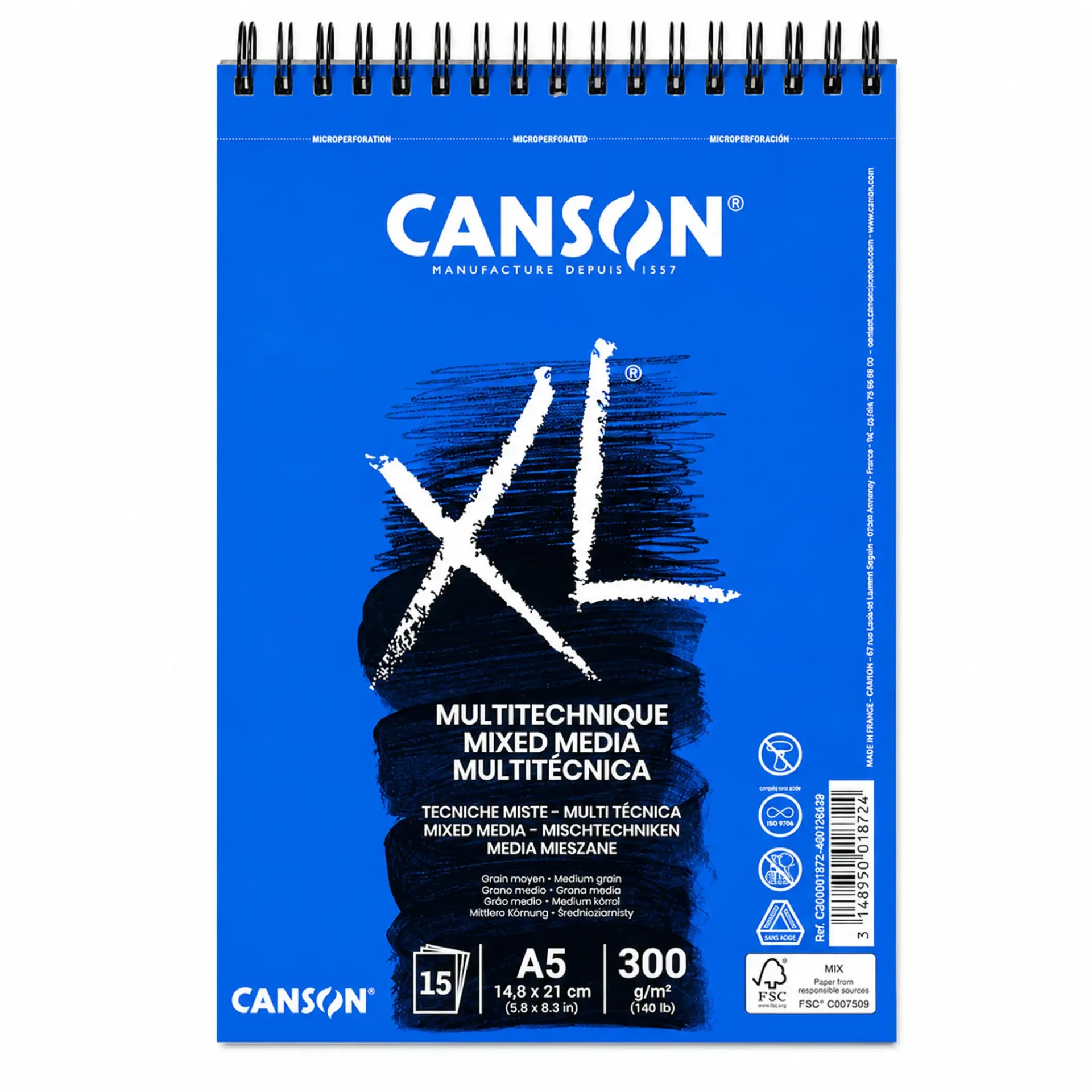 Croquera Canson XL Mix-Media 300gr 15 hjs A5(14.8x21cm)