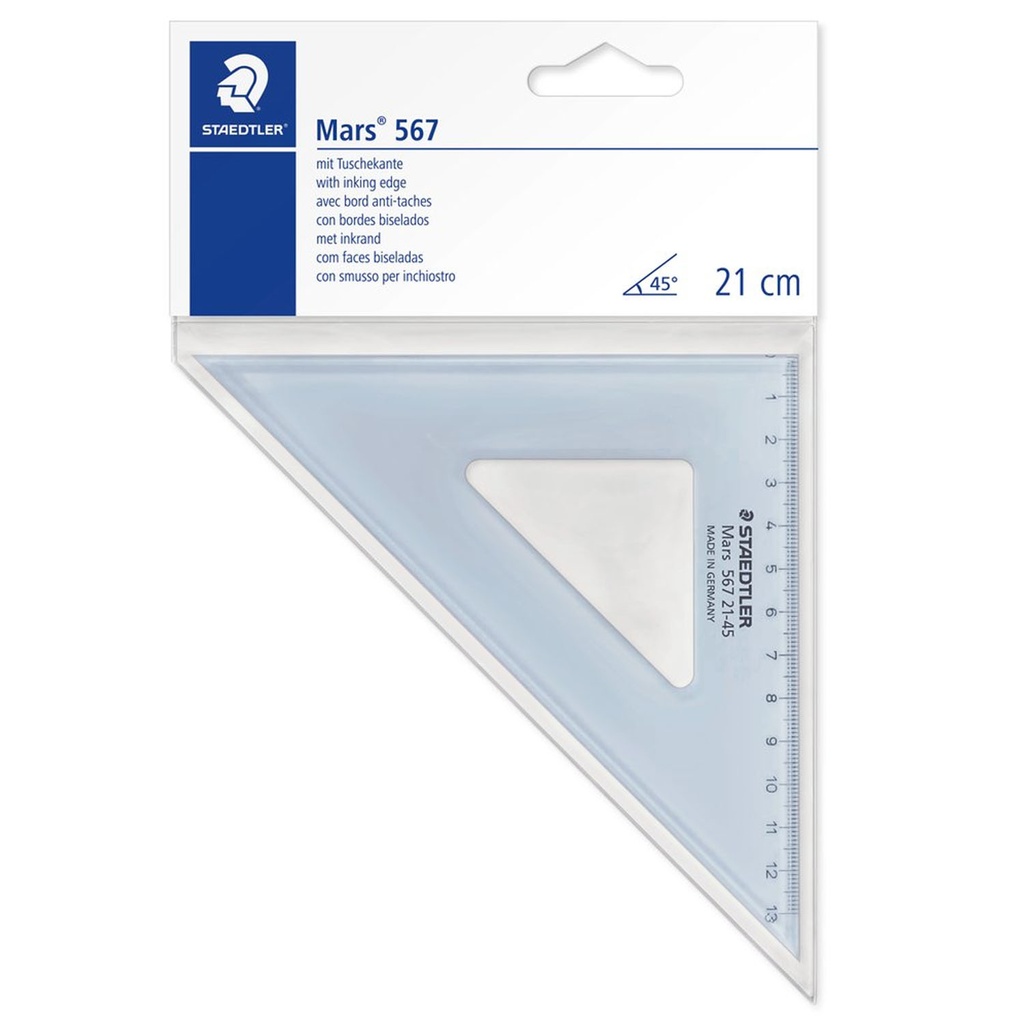 [206001] Escuadra Plástica Staedtler Azul Transparente 21cm 21-45