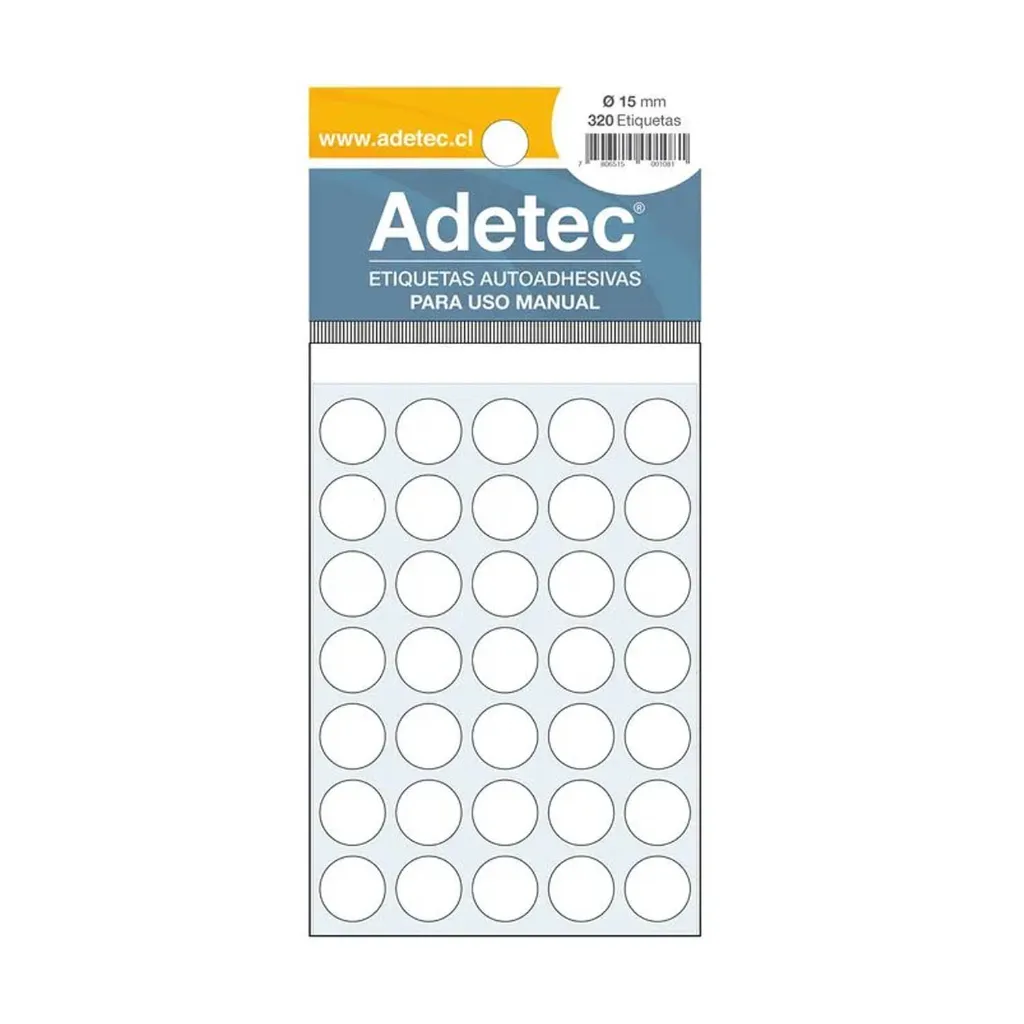 Etiqueta Circular Autoadhesivas Adetec Blanco 15mm
