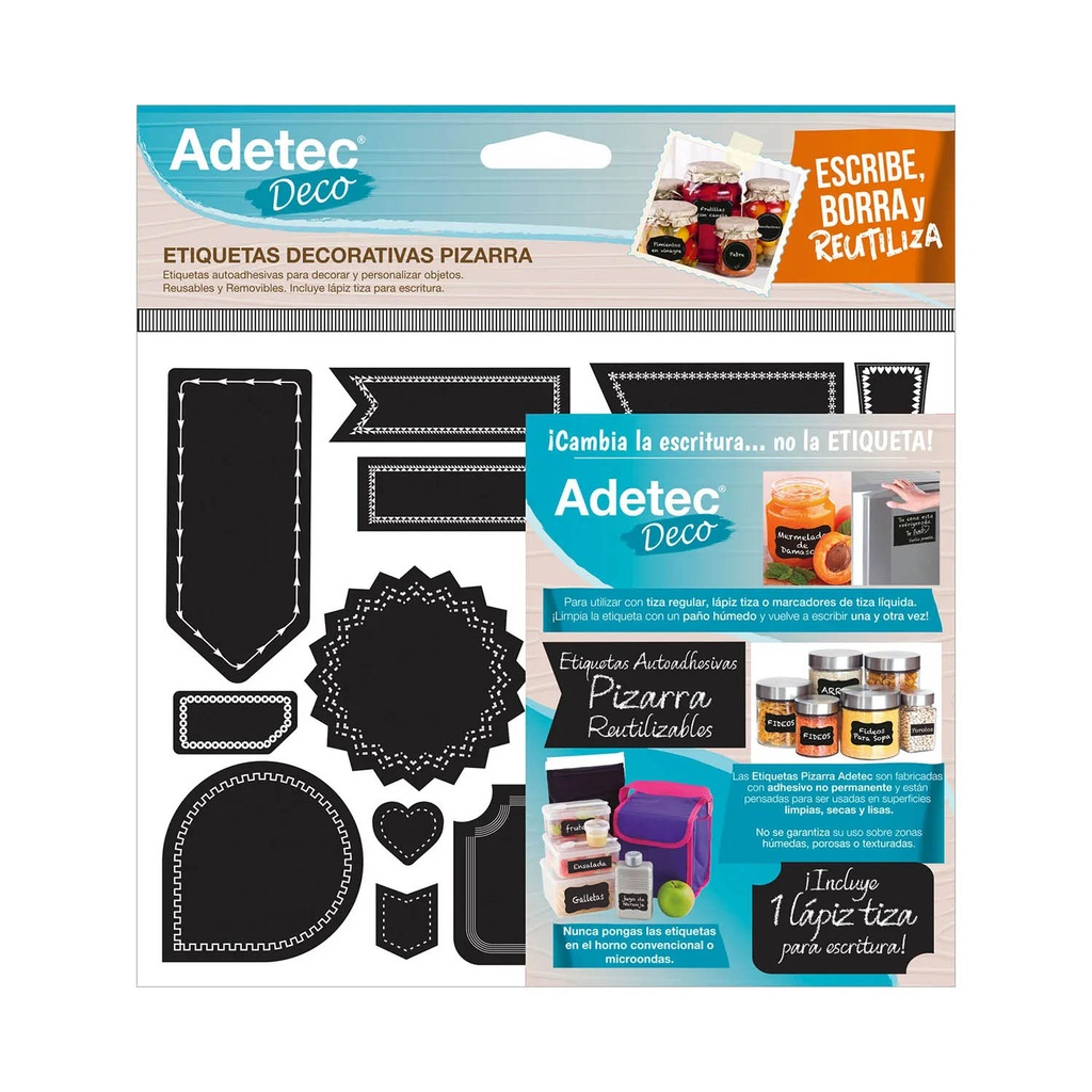 Etiqueta Decorativa Adetec Diseño Pizarra Tiza 16 ud