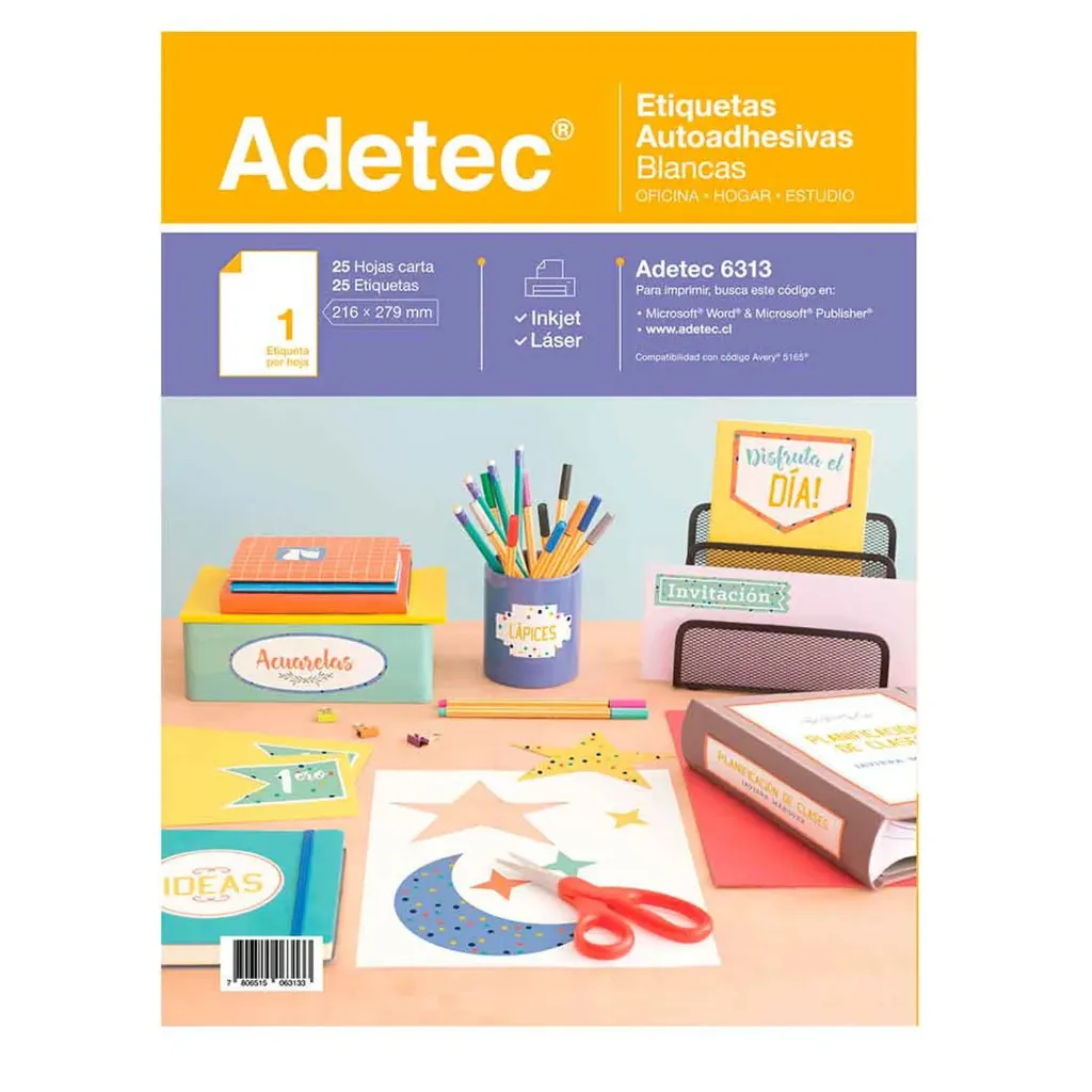 Etiqueta para Impresión Adetec Autoadhesivas Carta 25 hjs