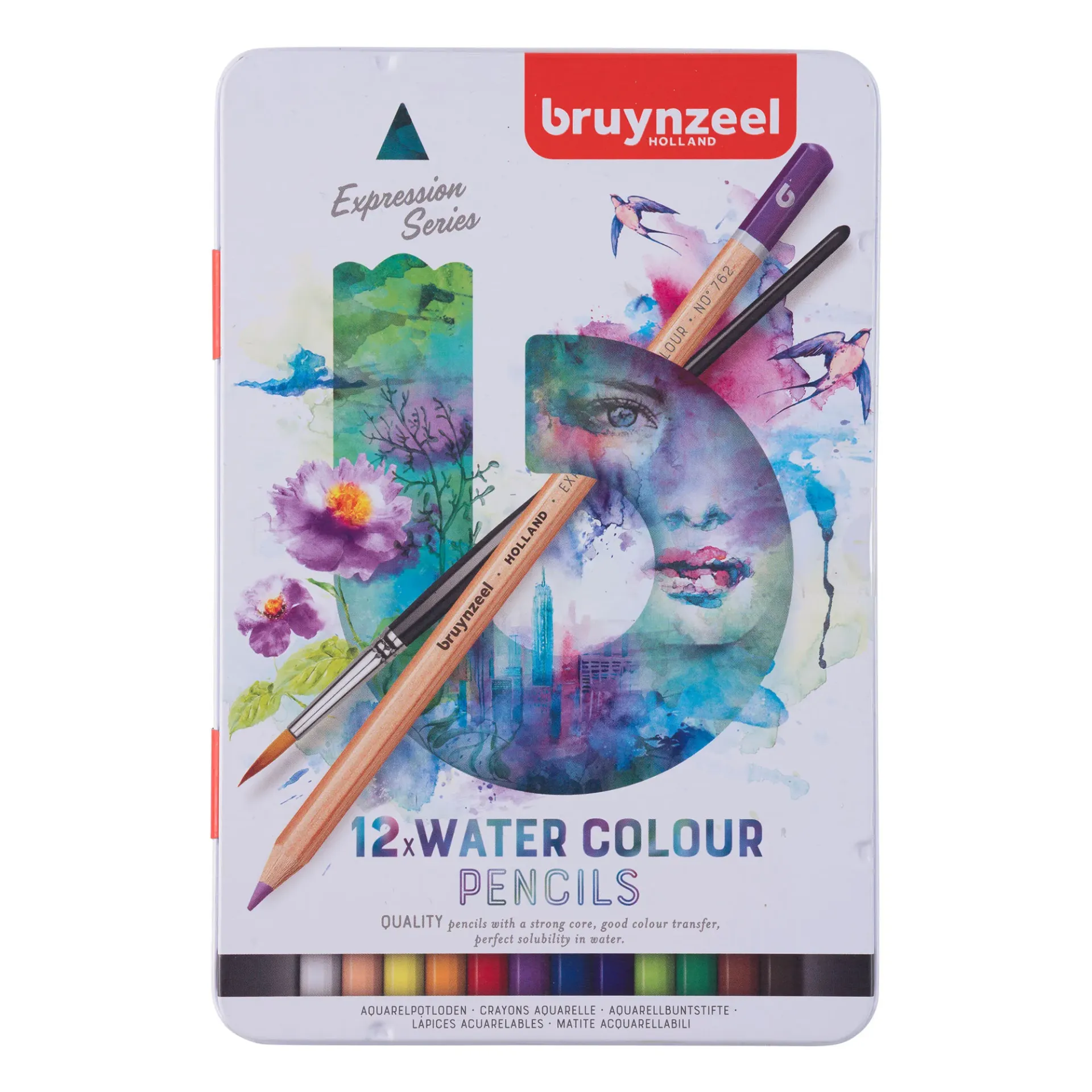 Lápices Acuarelables Bruynzeel + Pincel (12 Colores)