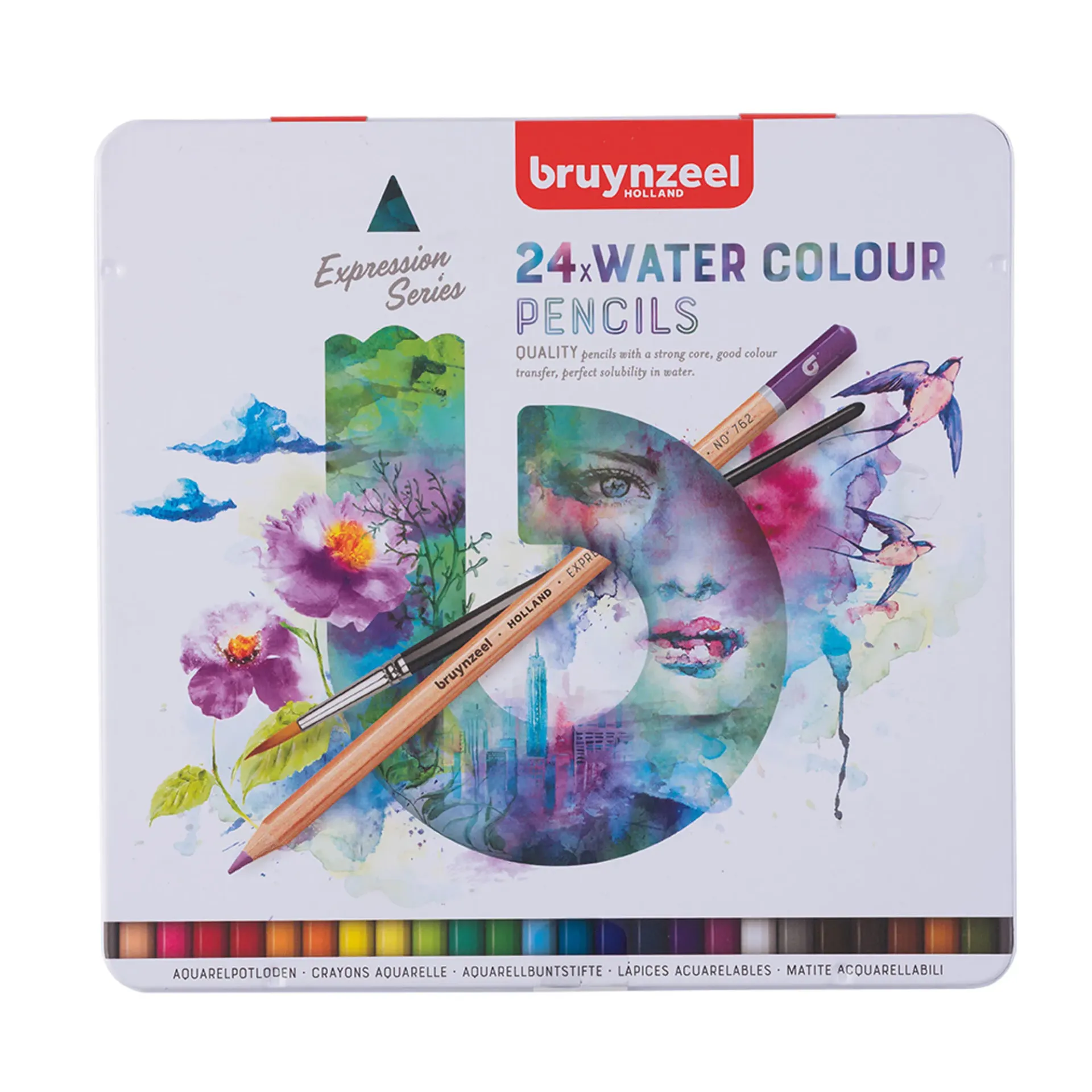 Lápices Acuarelables Bruynzeel + Pincel (24 Colores)