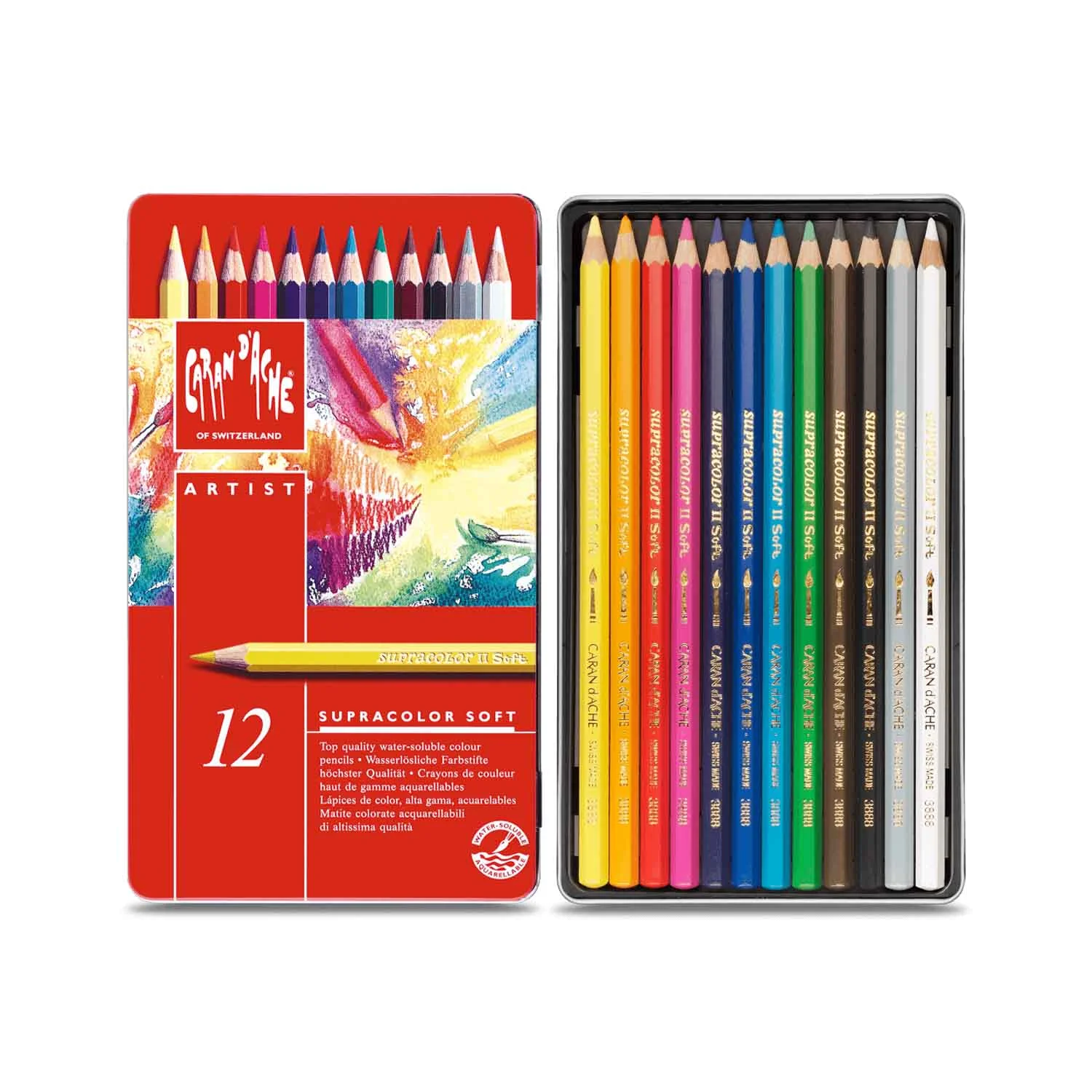 Lápices Acuarelables Caran d'Ache Supracolor (12 colores)
