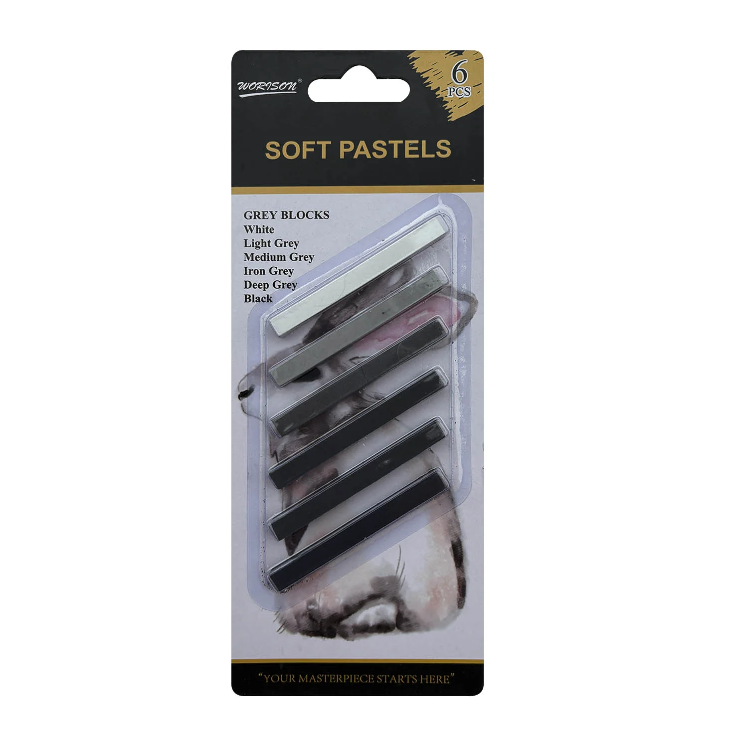 [PASB00922006GRIS] Pastel Seco En Barra 6 Tonos Grises