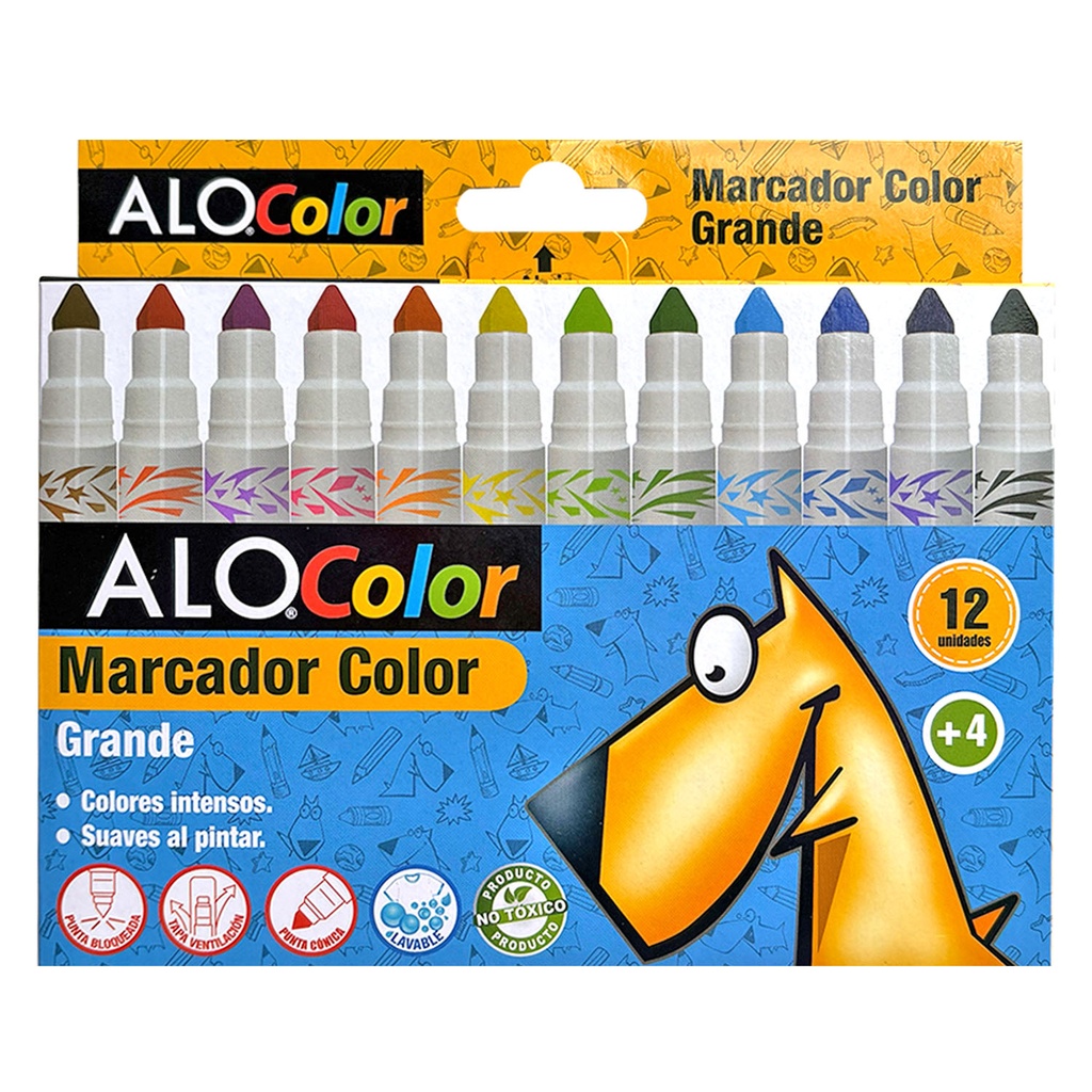 [86975] Plumon Escolar Alo 12 Colores Grandes