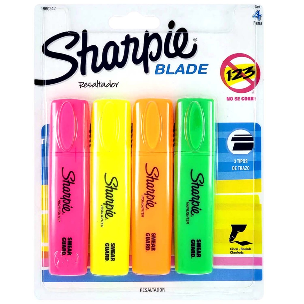 [1960342] Set Destacadores Sharpie Blade 4 Colores