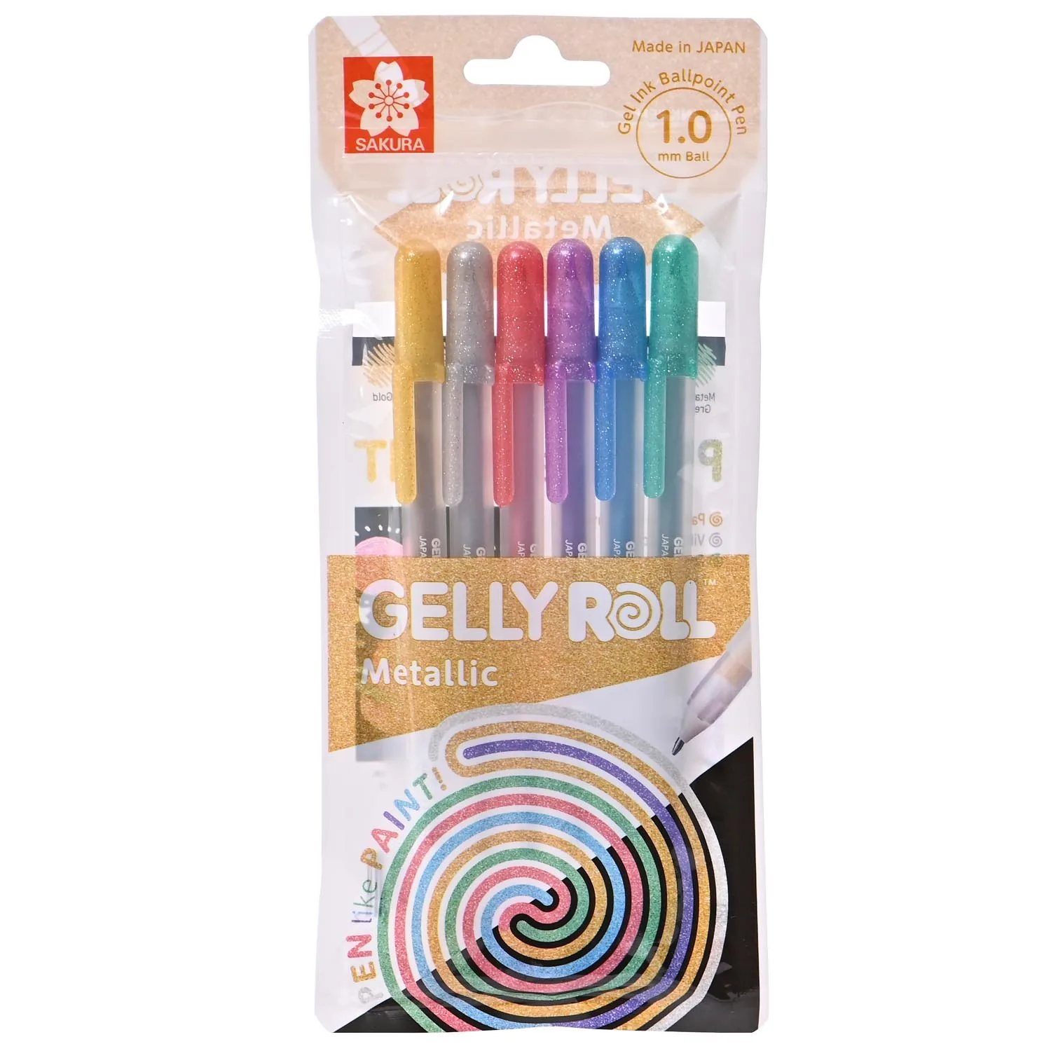 Set Lápiz Gel Gelly Roll Sakura Metallic 6 Colores