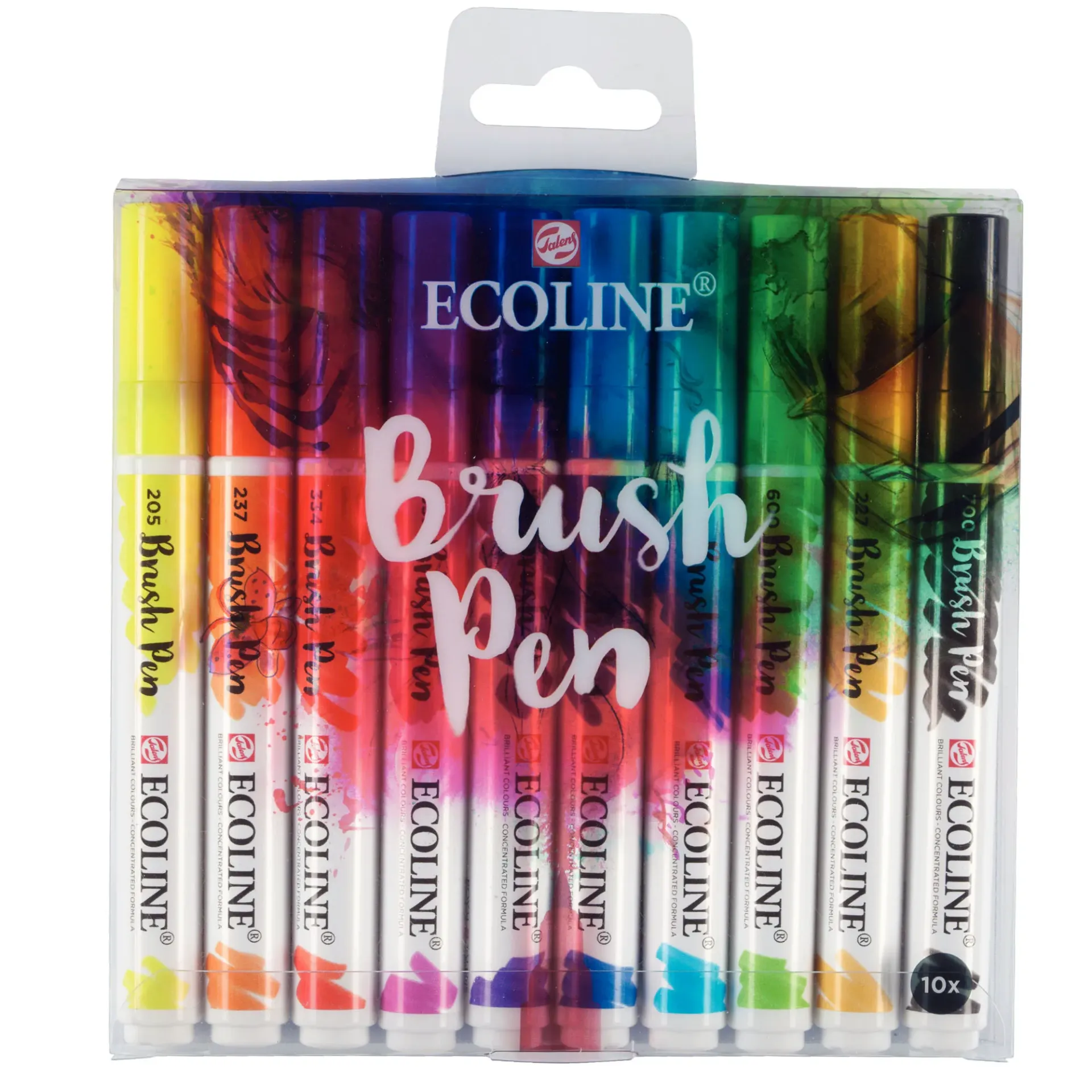 Set Plumones Punta Pincel Ecoline (10 Colores)