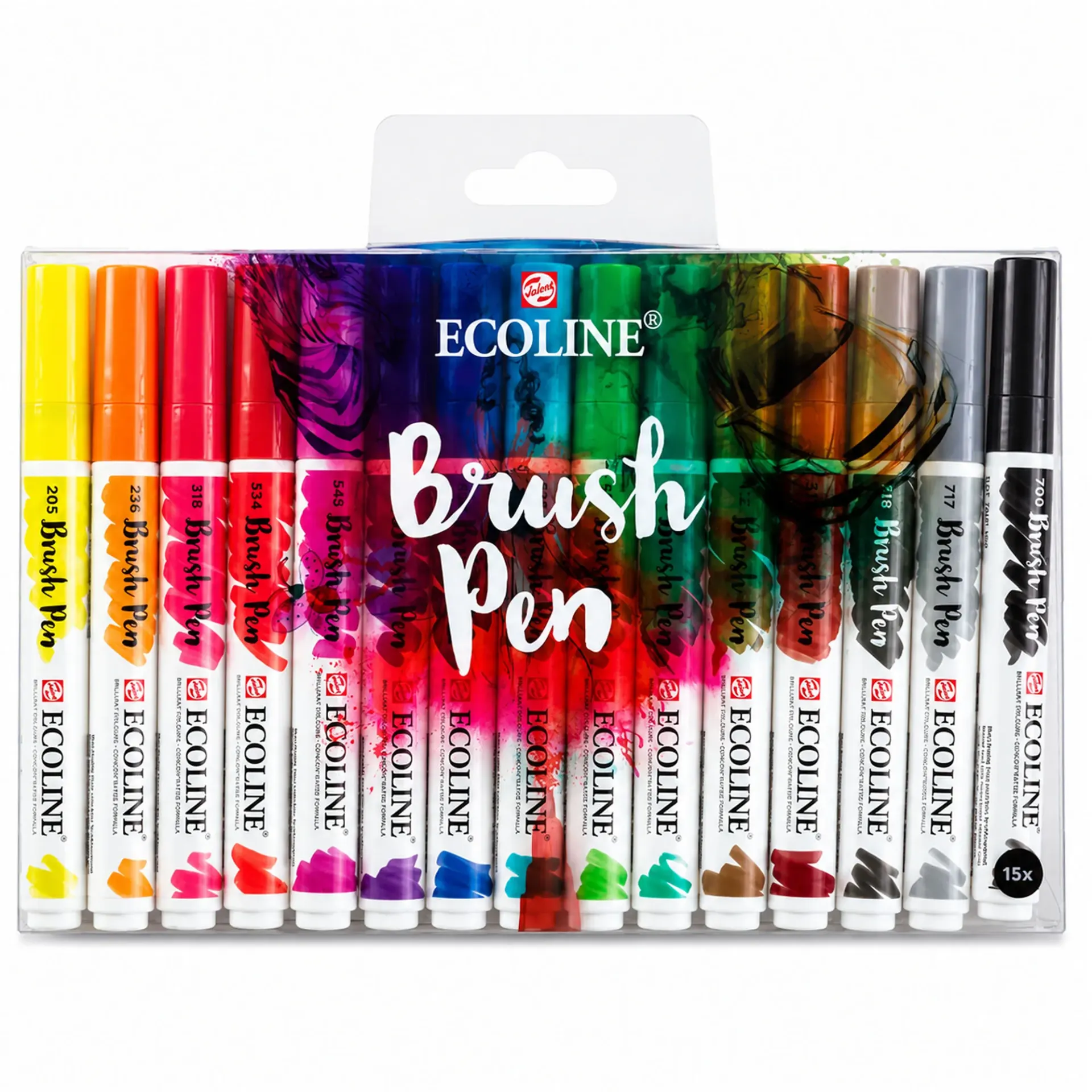 Set Plumones Punta Pincel Ecoline (15 Colores)