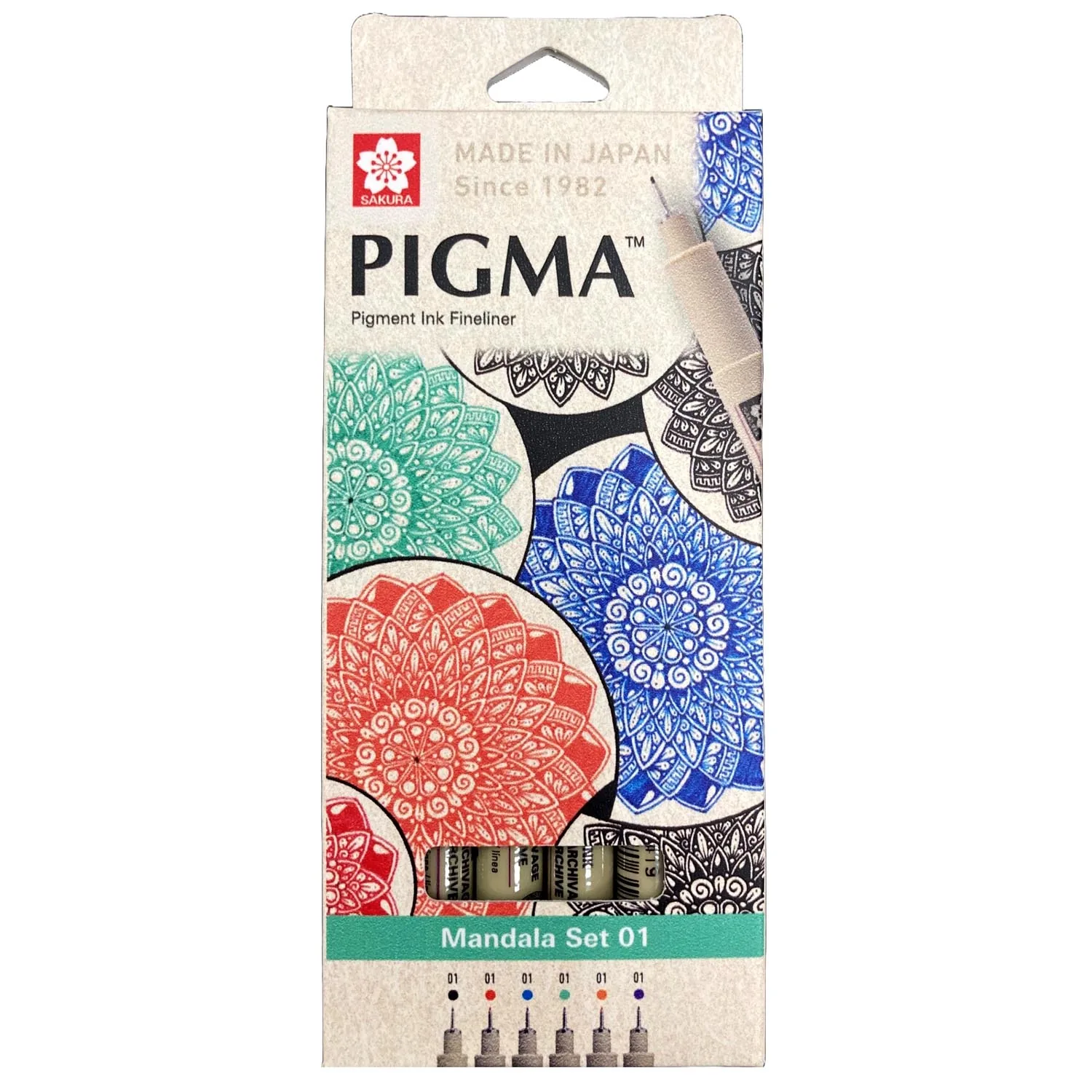 [XSDK01-MD6A] Set de Tiralínea Pigma Micron Sakura 0.1 Mandala 6 Colores