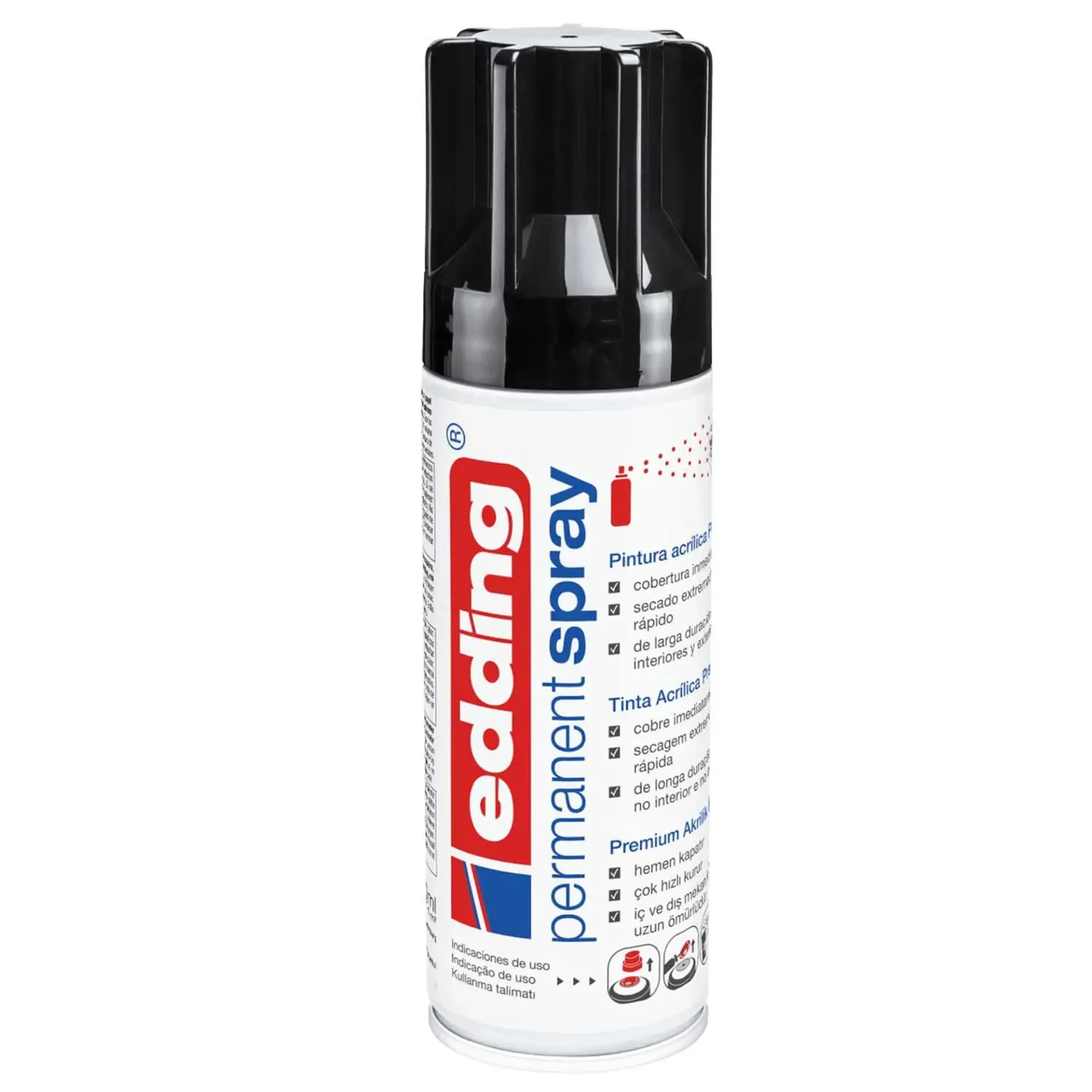 Spray Acrílico Permanente Edding E-5200 Premium Negro Brillante