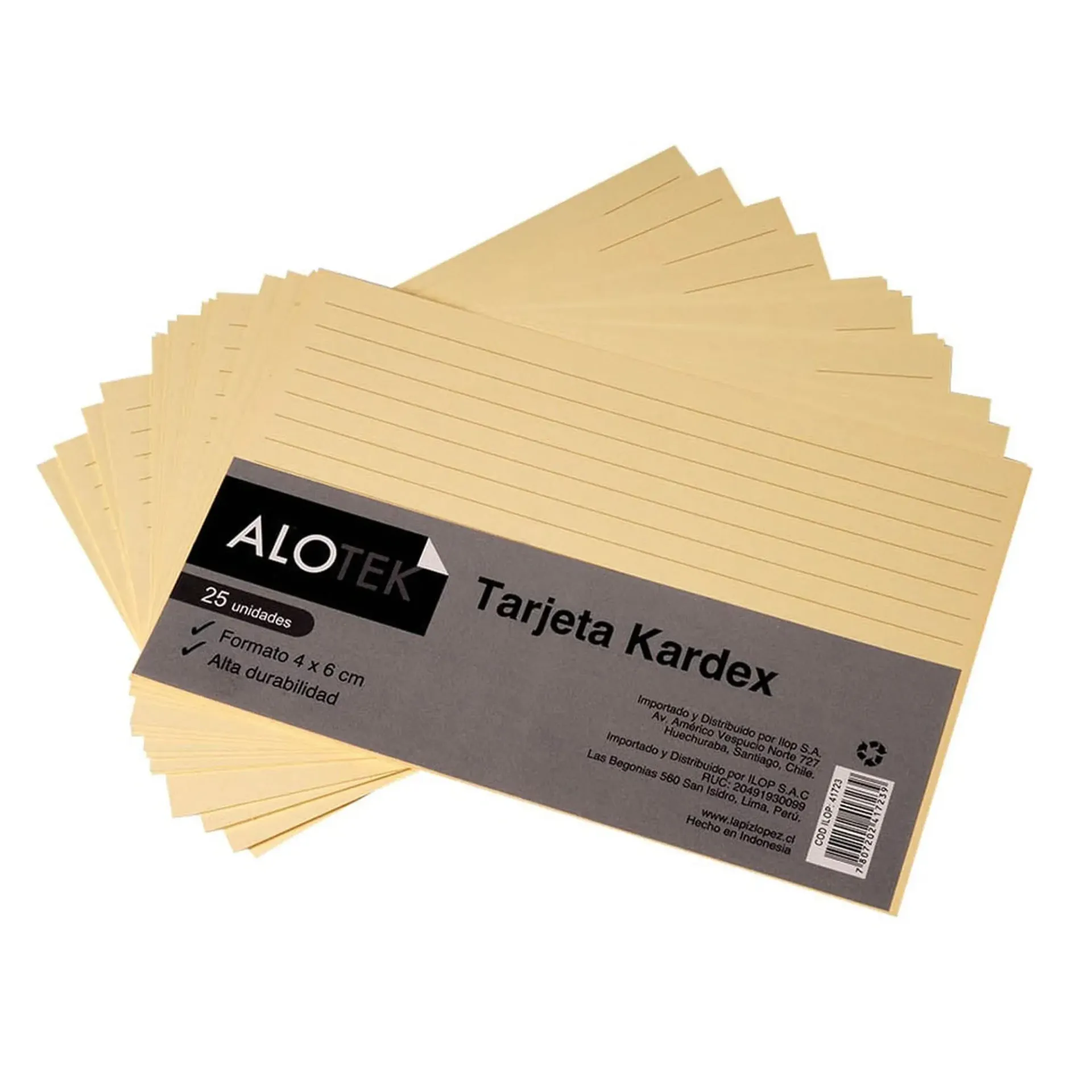 Tarjeta Kardex Rayado 13x20 cm 25un.