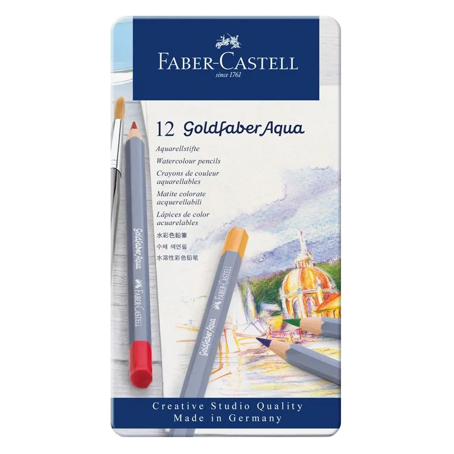 Lápices Acuarelables Faber-Castell Goldfaber Aqua 12 Colores