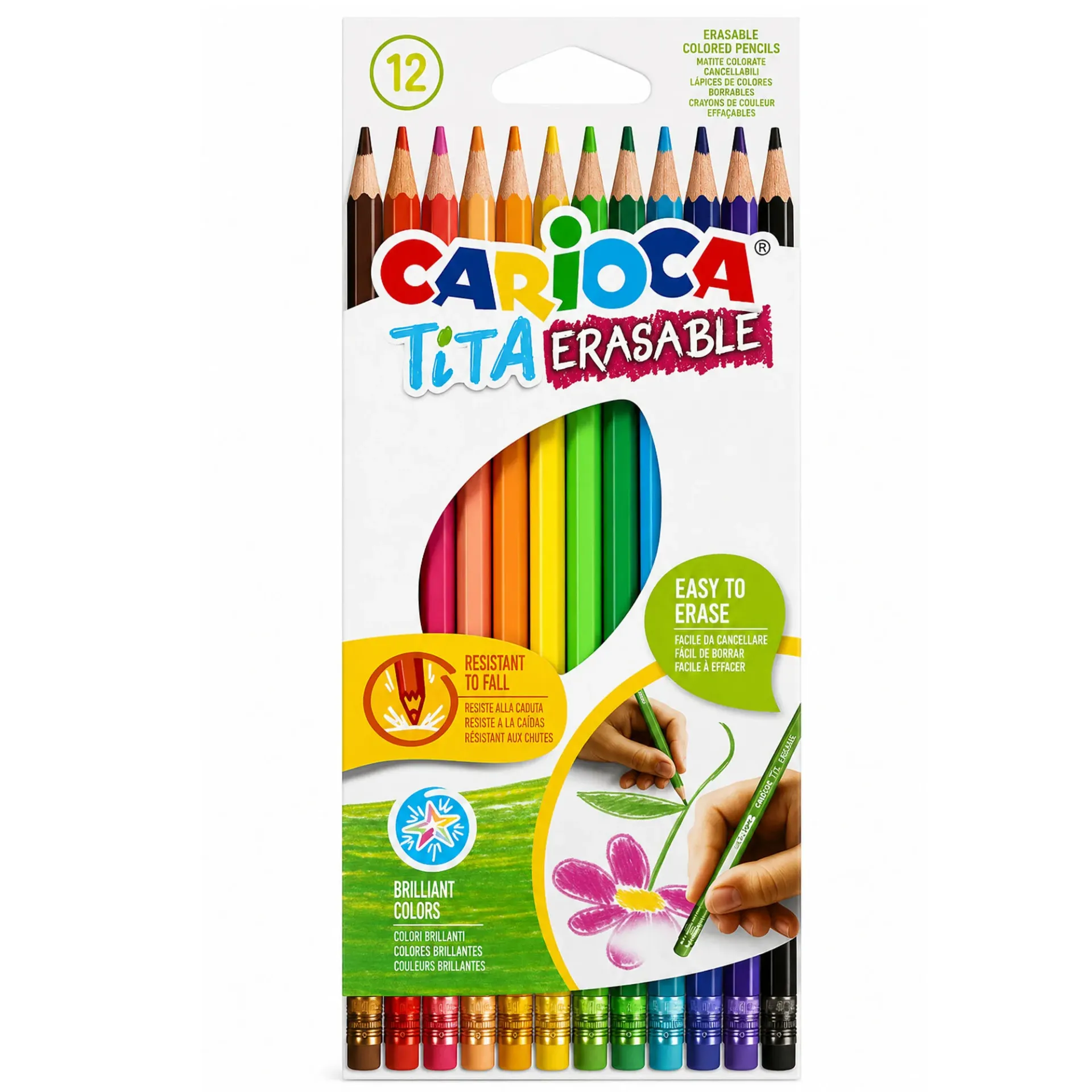 Lápices Carioca Hexagonal Borrable (12 Colores)