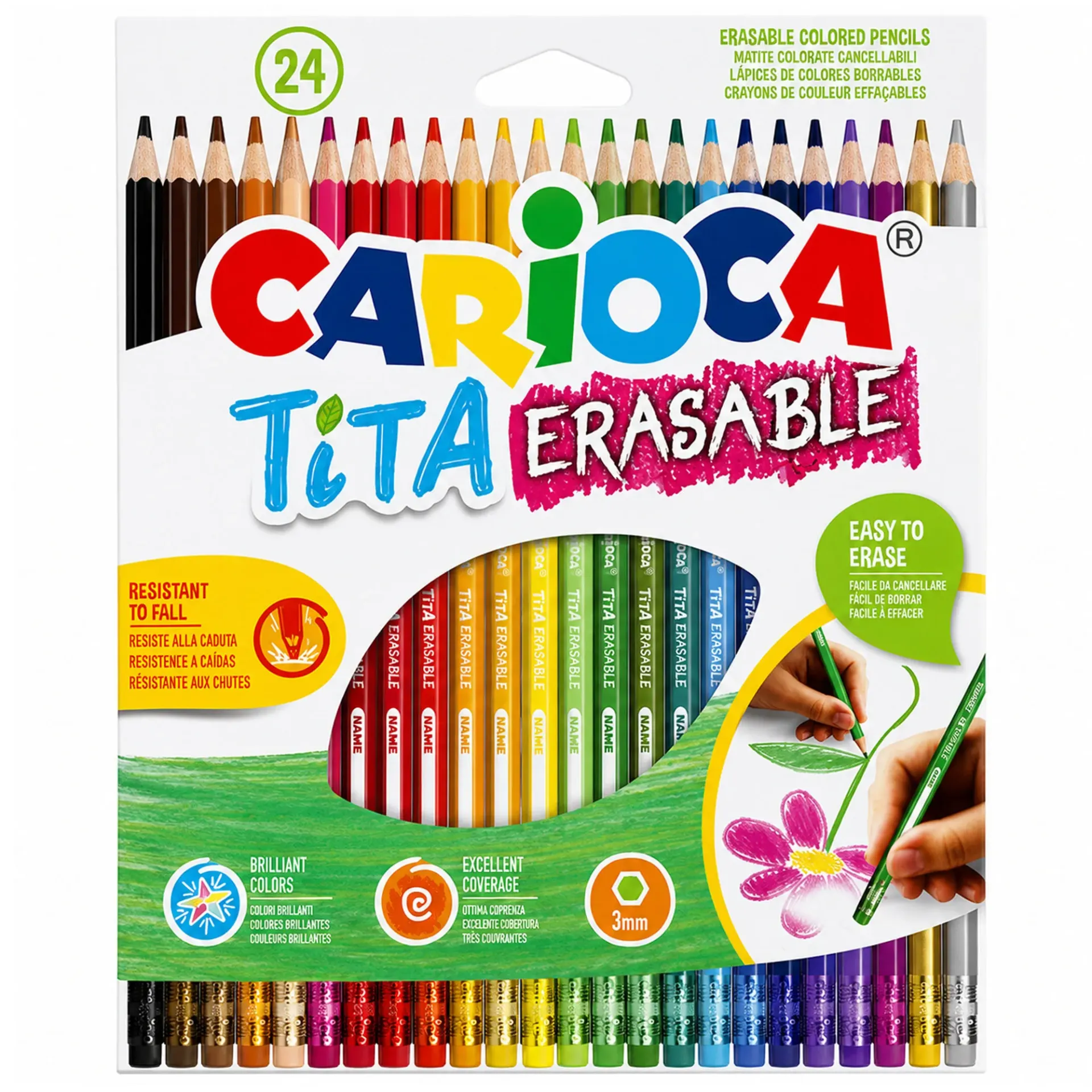 Lápices Carioca Hexagonal Borrable (24 Colores)