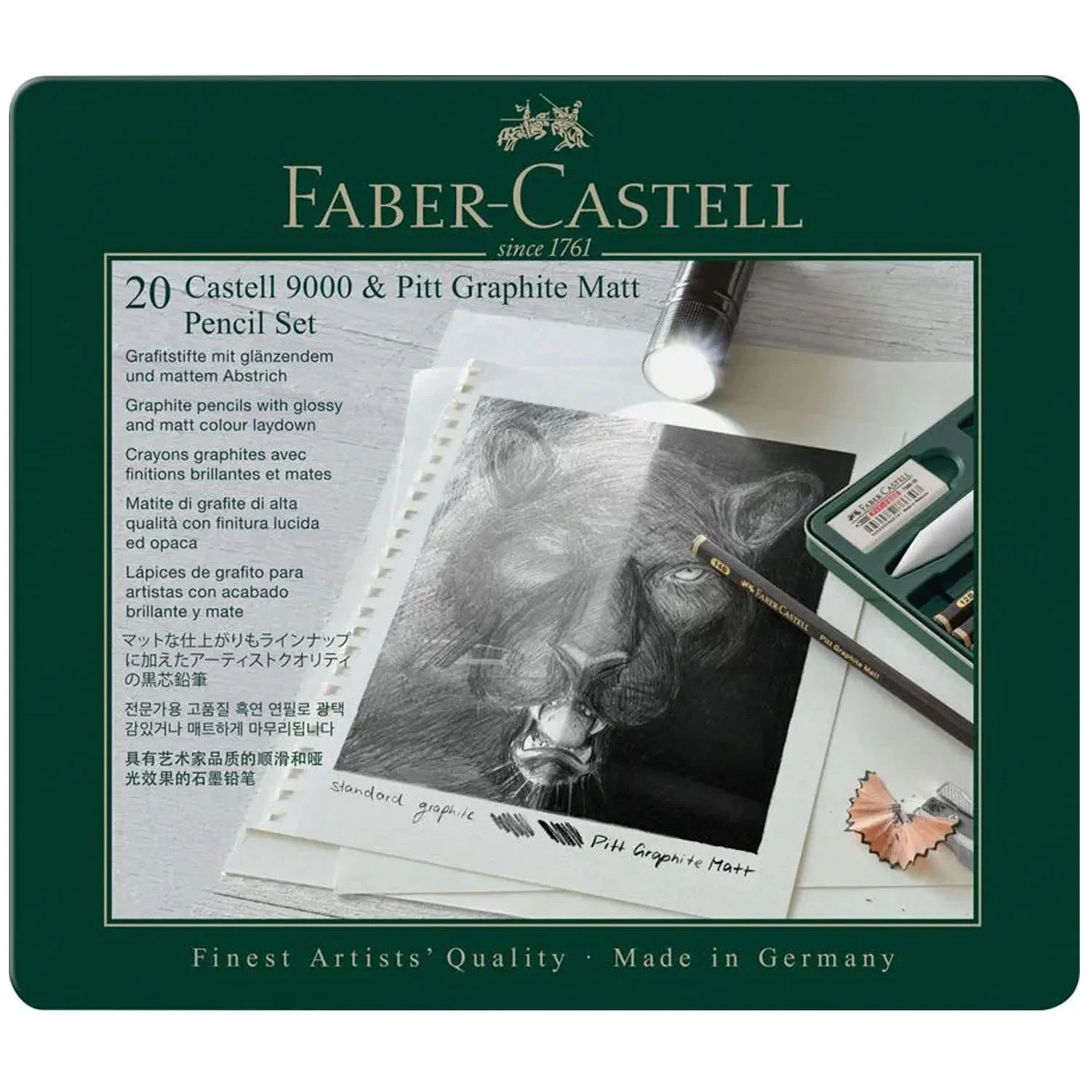 [115224] Lápices Grafito Faber-Castell Mate & Castell 9000 (20 pzas)