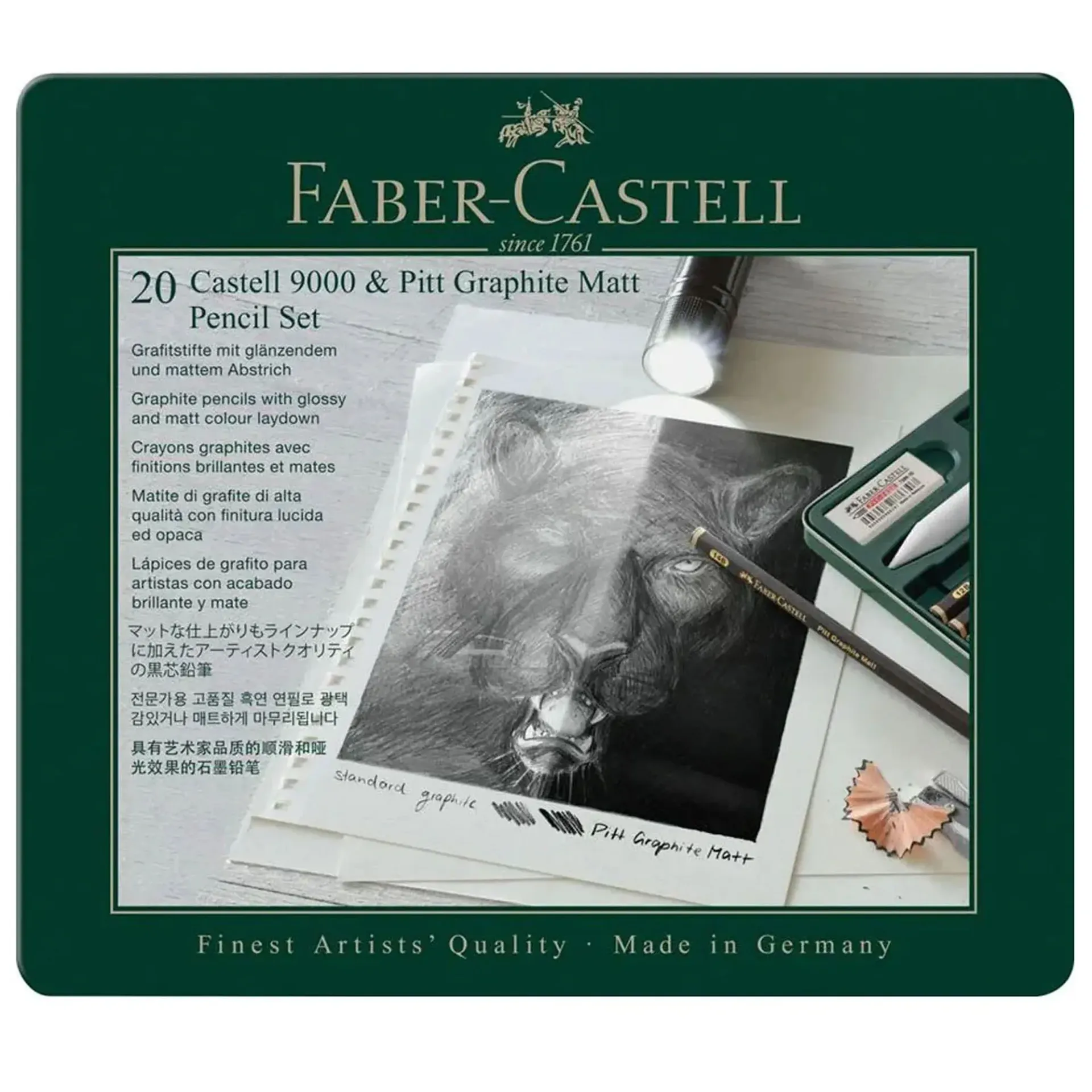 Lápices Grafito Faber-Castell Mate & Castell 9000 (20 pzas)