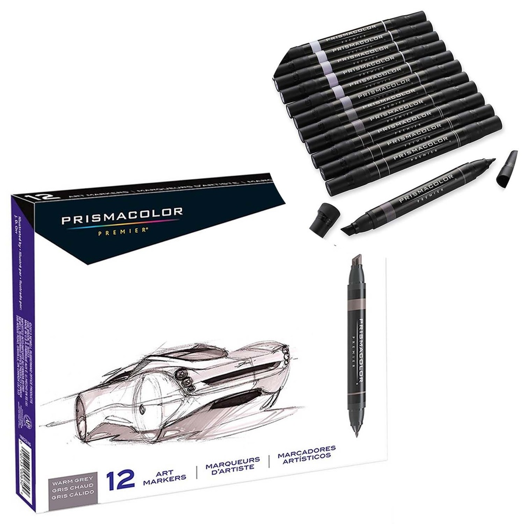 Marcador Prismacolor Premier 12 Colores Gris Cálido
