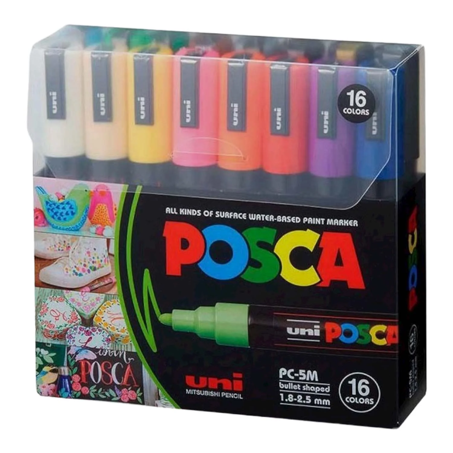 Marcador Uni Posca set 16 Colores 5M (1.8mm-2.5mm)