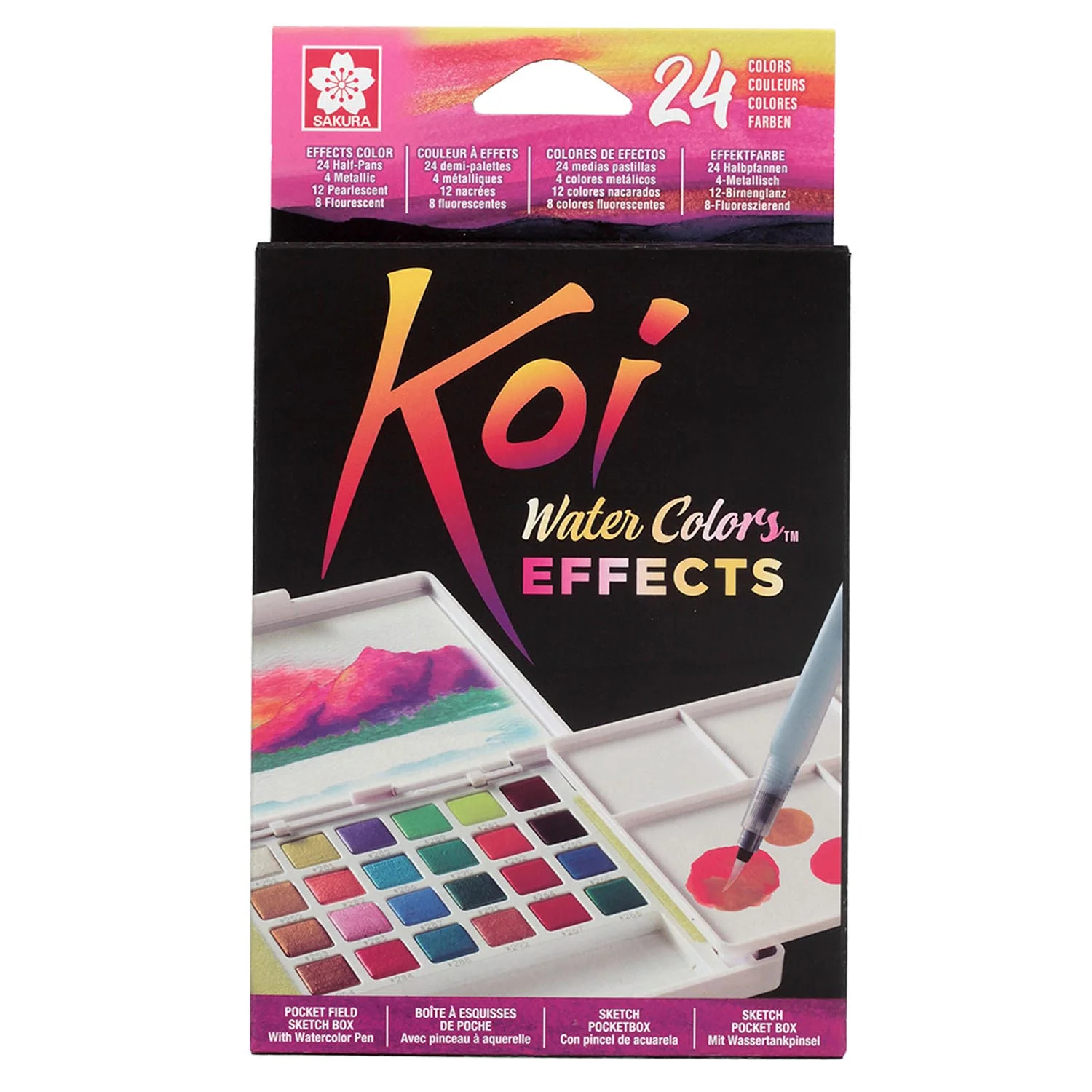 Sakura Koi Acuarela + Waterbrush 24 Colores 4M +8F +12P