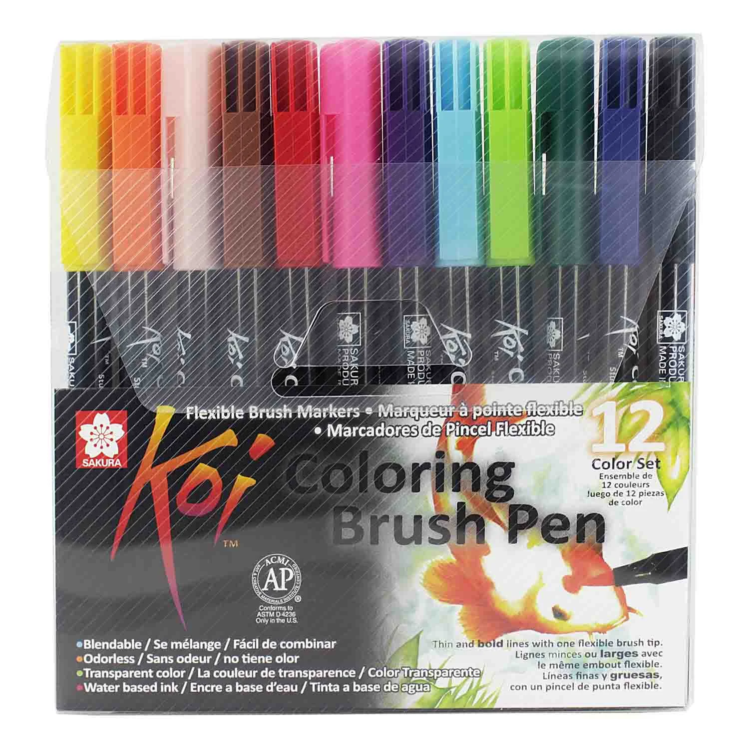 Set Plumones Acuarelables Sakura Koi Brush 12 Colores