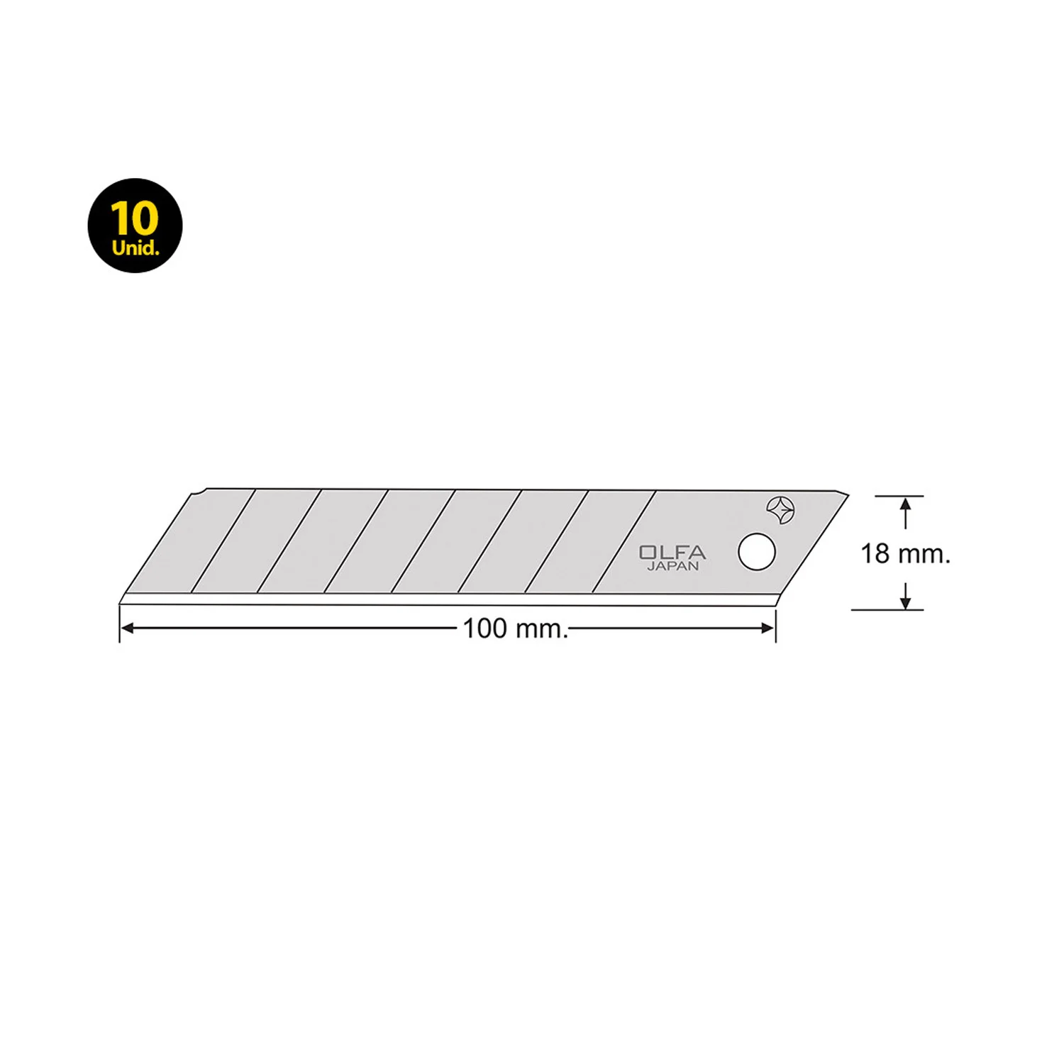 [LB-10] Repuesto Cuchillo Cartonero Olfa 18mm universal LB-10 (10u)